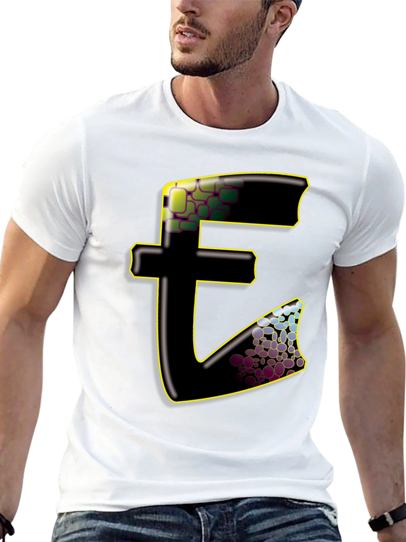 Abstract E Graphic Black T-Shirt