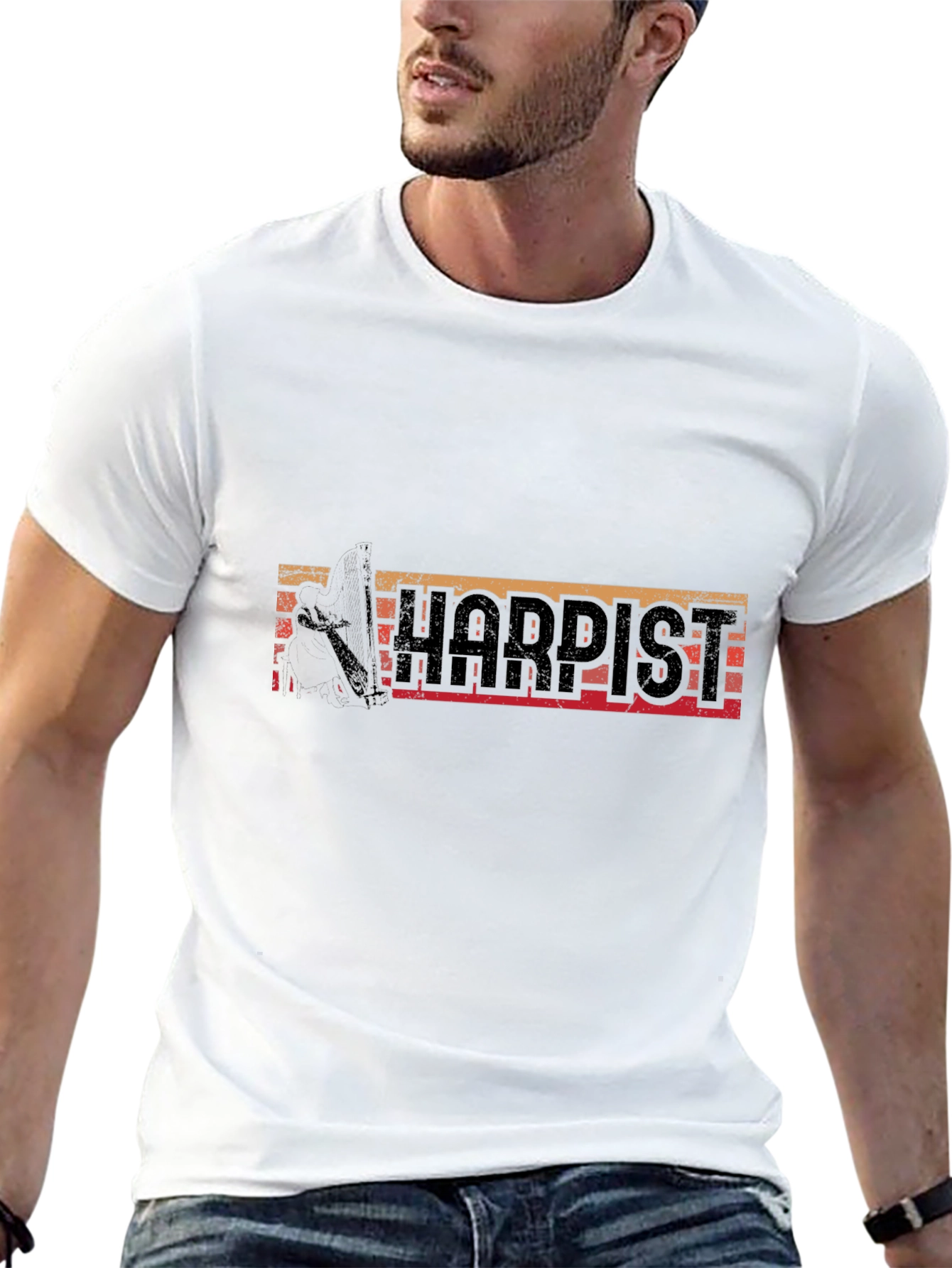 Harpist Retro T-Shirt Music Lover Tee