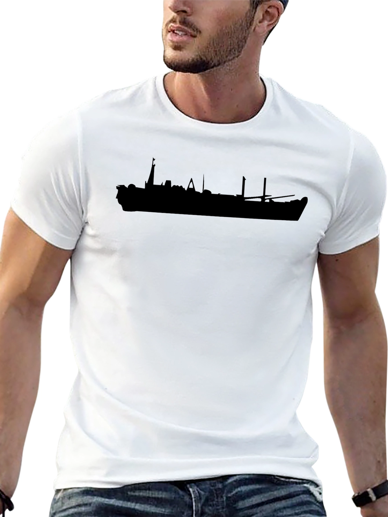 Silhouette Ship Graphic Tee - Black