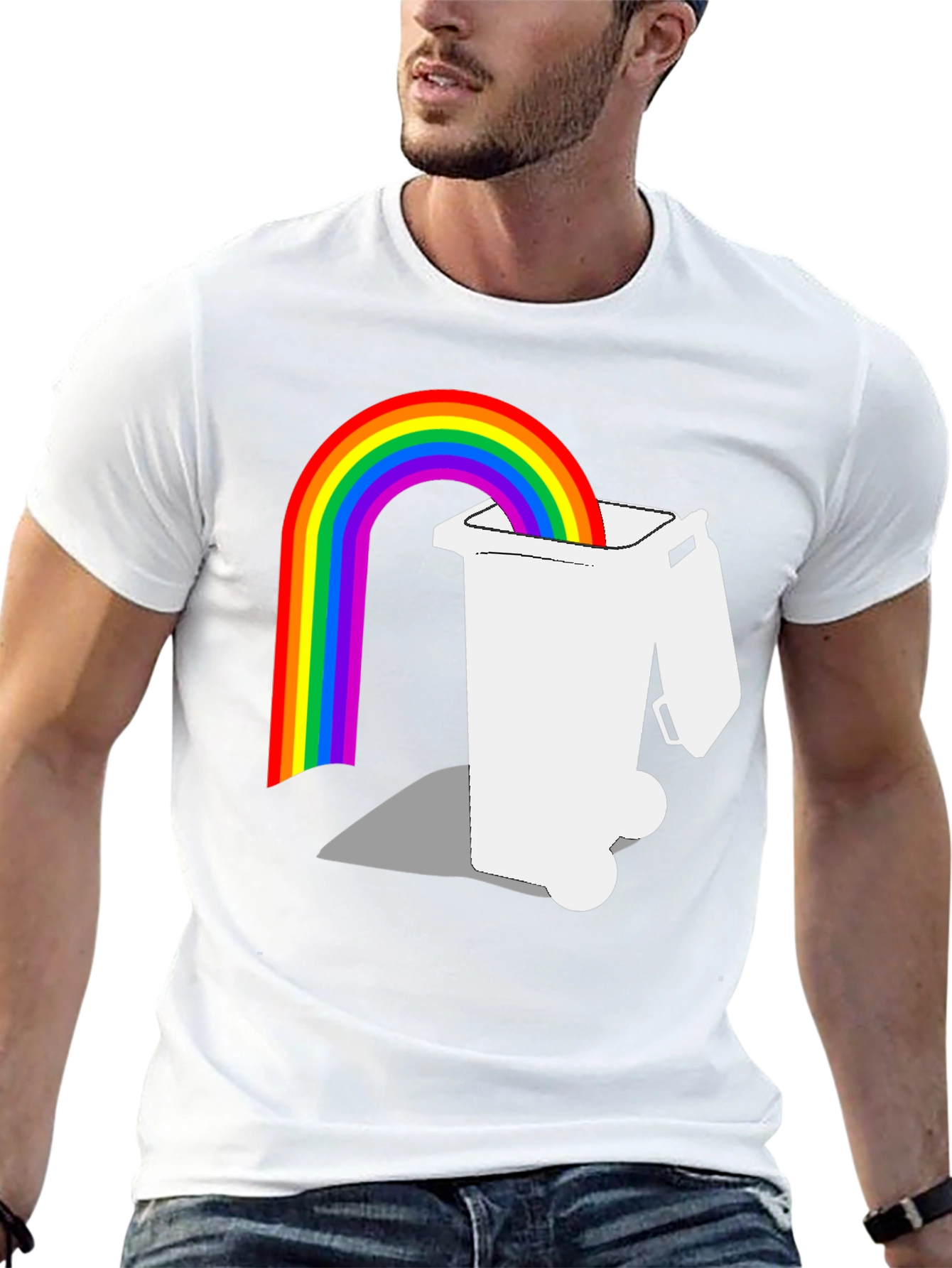 Rainbow Trash Graphic Tee - Unique & Playful Design