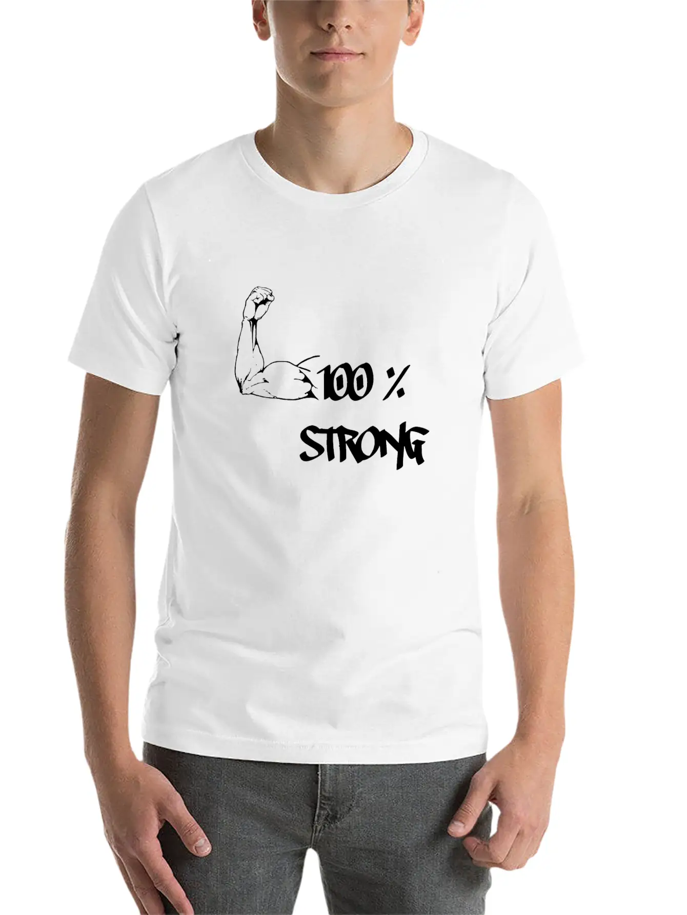 100% STRONG Unisex Short Sleeve Soft Cotton T-Shirt – Casual Everyday Wear