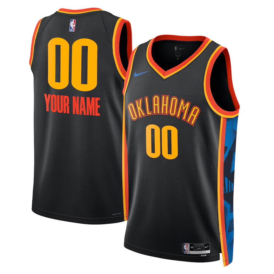 Men's Oklahoma City Thunder Black 2024/25 Custom Swingman Jerseys - City Edition