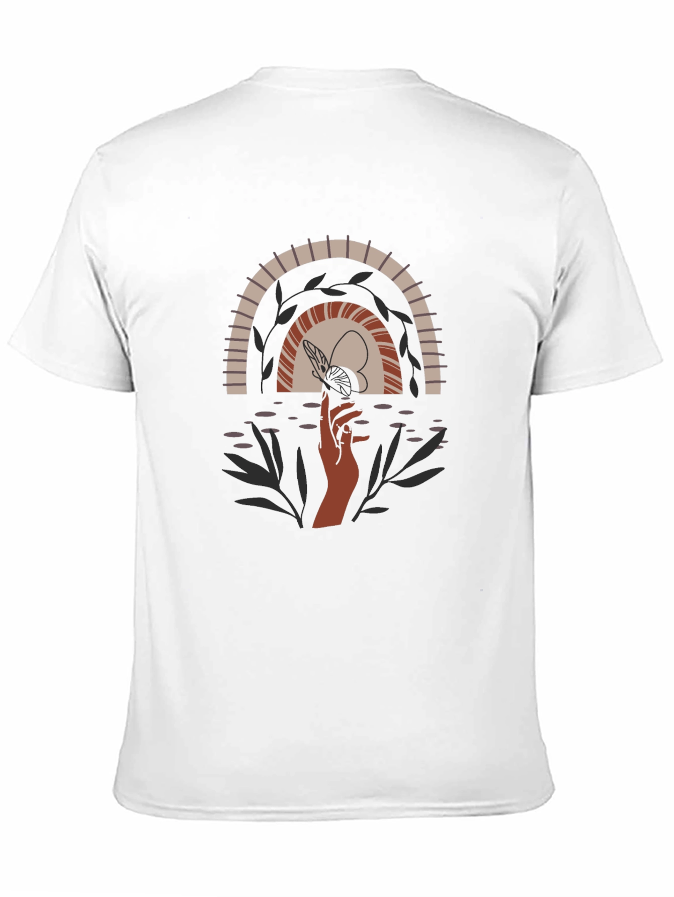 Boho Rainbow Hand Graphic Tee - Black