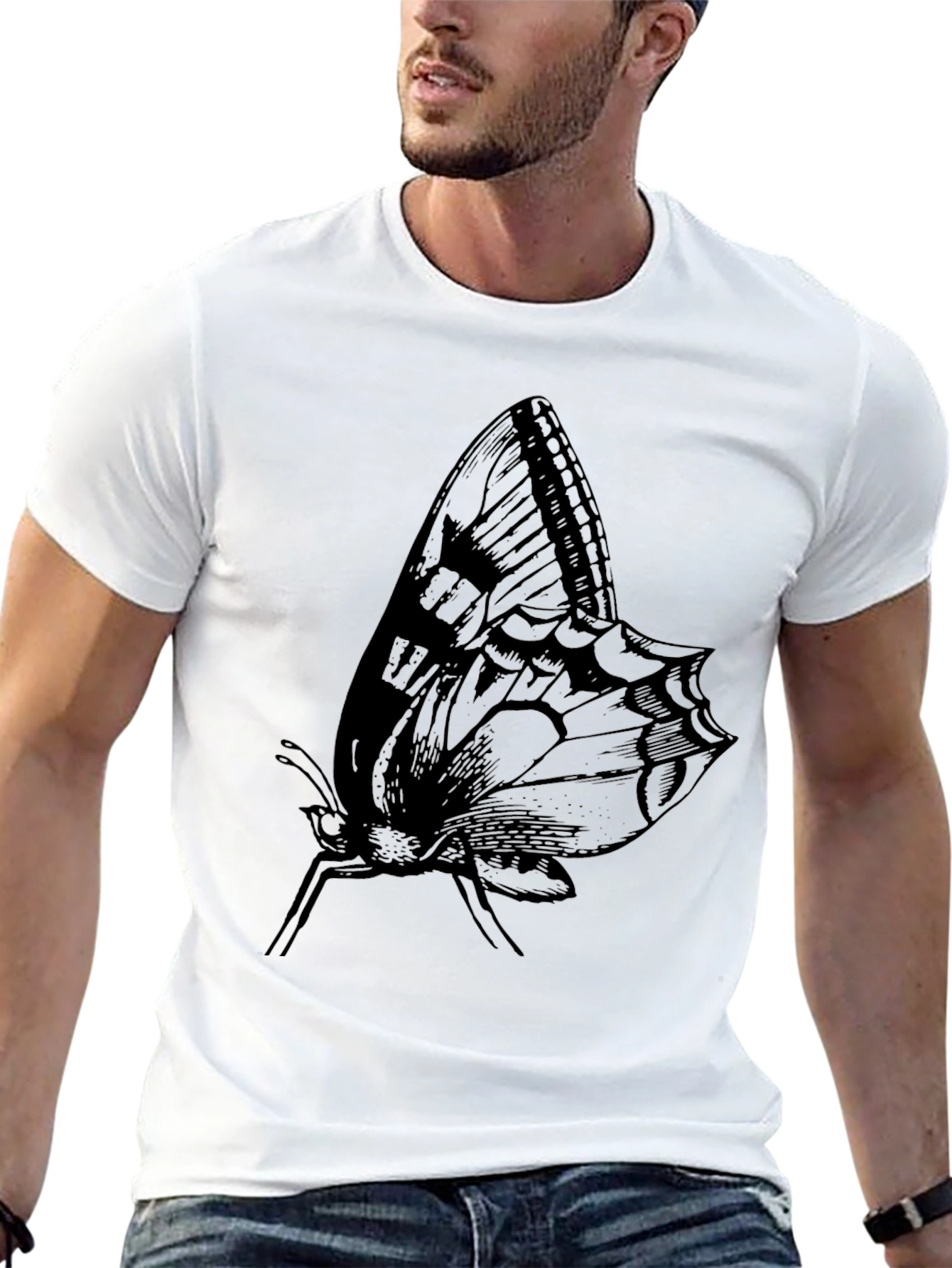 Black Butterfly Graphic Print Tee