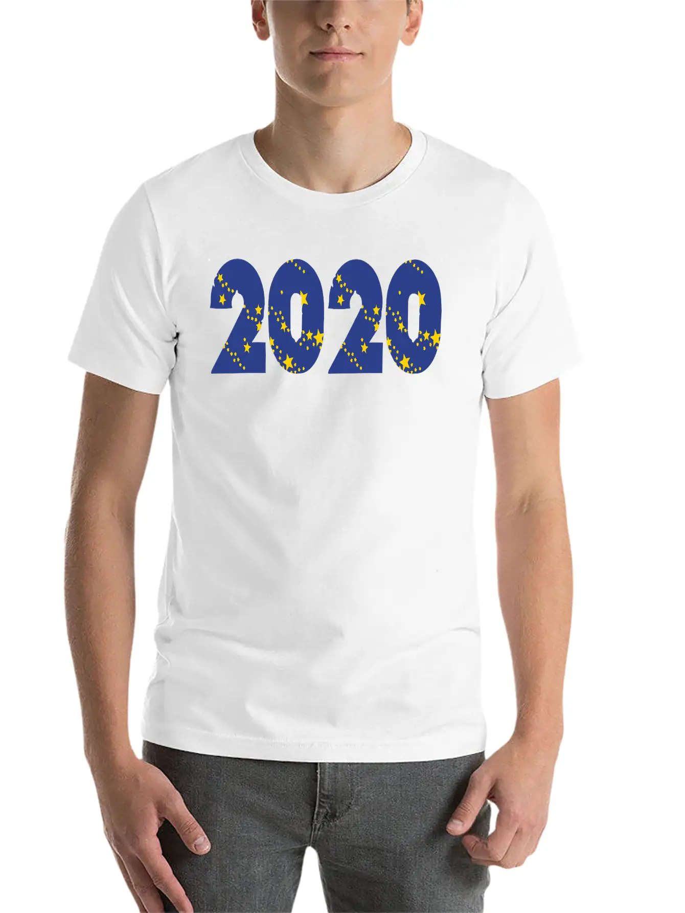 ❤✦°•2020-Awesome Happy New Year Of 2020(Star Font) Stylish Everyday T-Shirt – Unisex Basic Cotton Tee