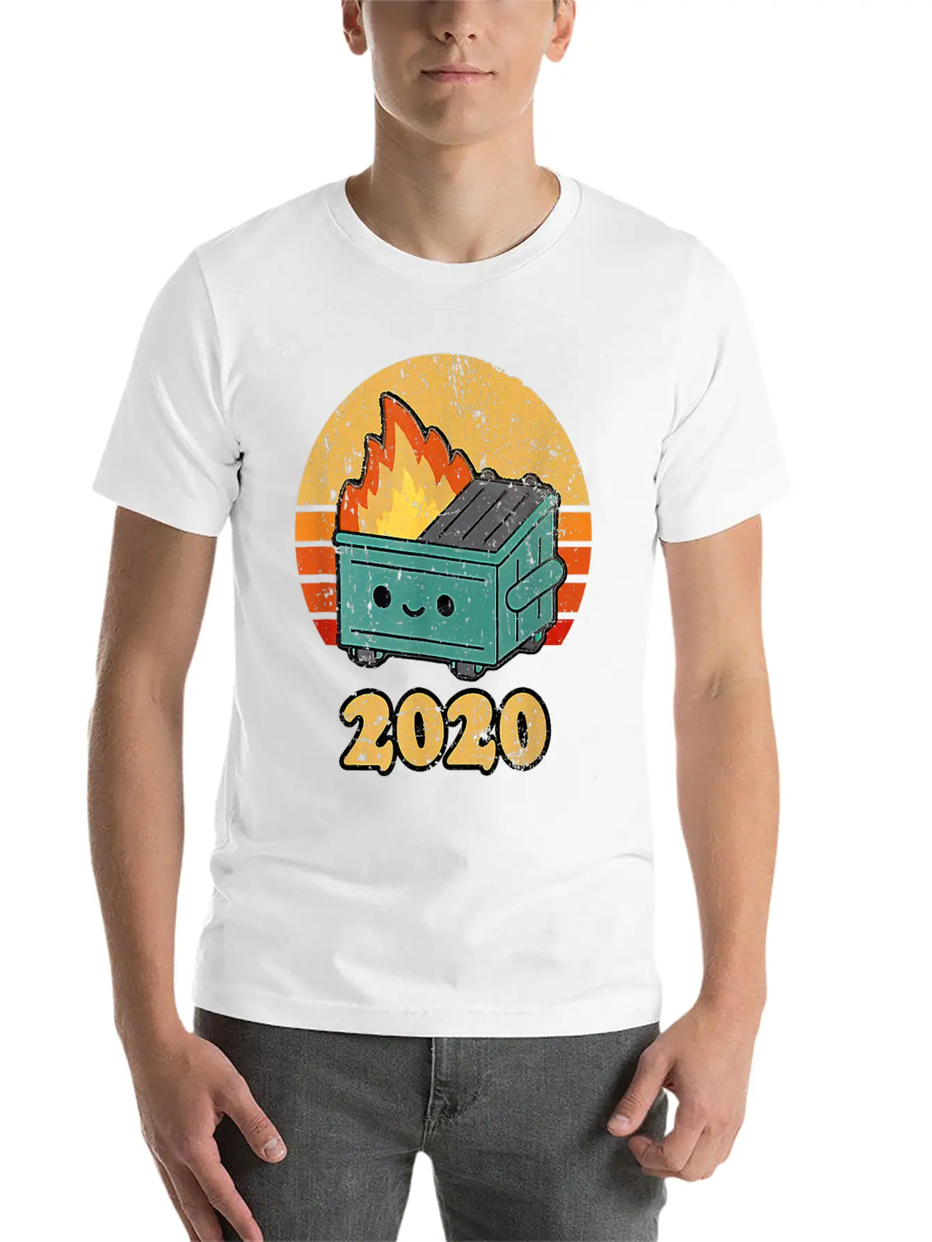 2020 Dumpster Fire Retro Sunset Unisex Casual T-Shirt – Clean Design For Daily Comfort