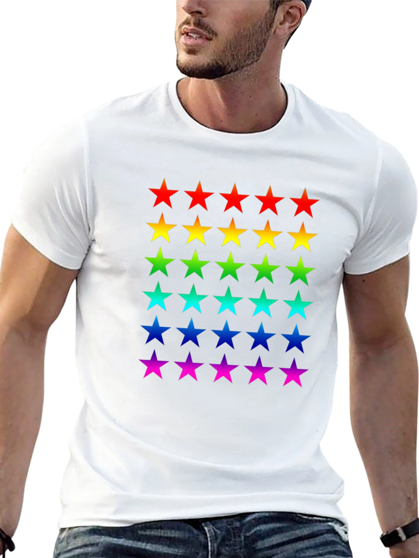 Rainbow Stars Black T-Shirt