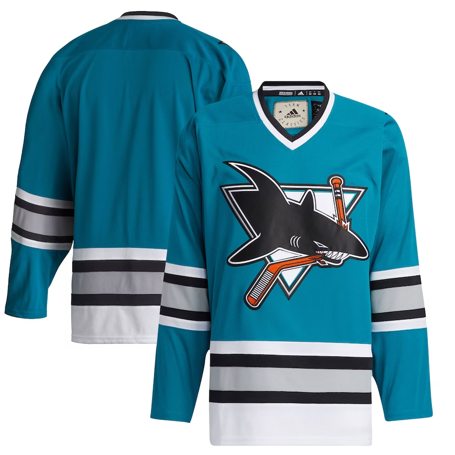 Men's San Jose Sharks Teal 30th Anniversary Premier Breakaway Team Blank Jerseys