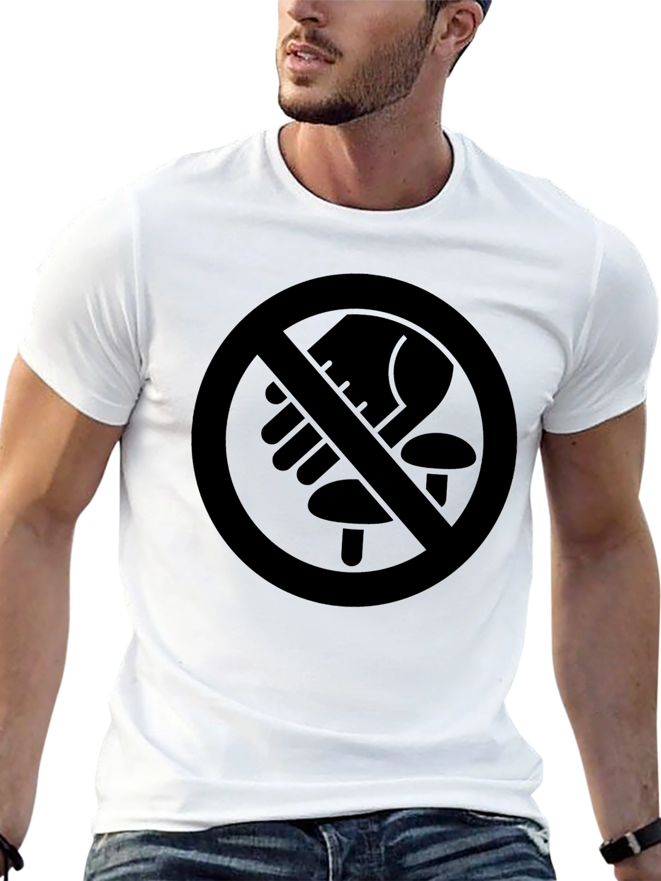 No Mushroom Foraging Tee - Black Graphic T-Shirt