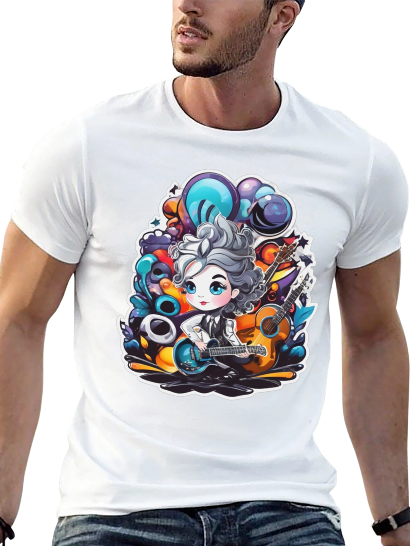 Cartoon Musician Graphic Tee