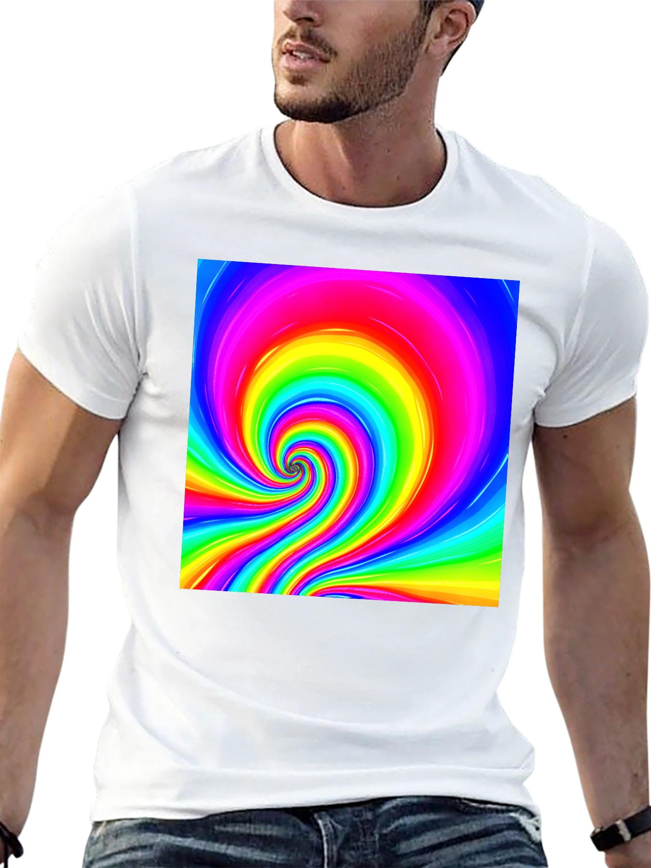 Vibrant Rainbow Spiral Graphic Tee