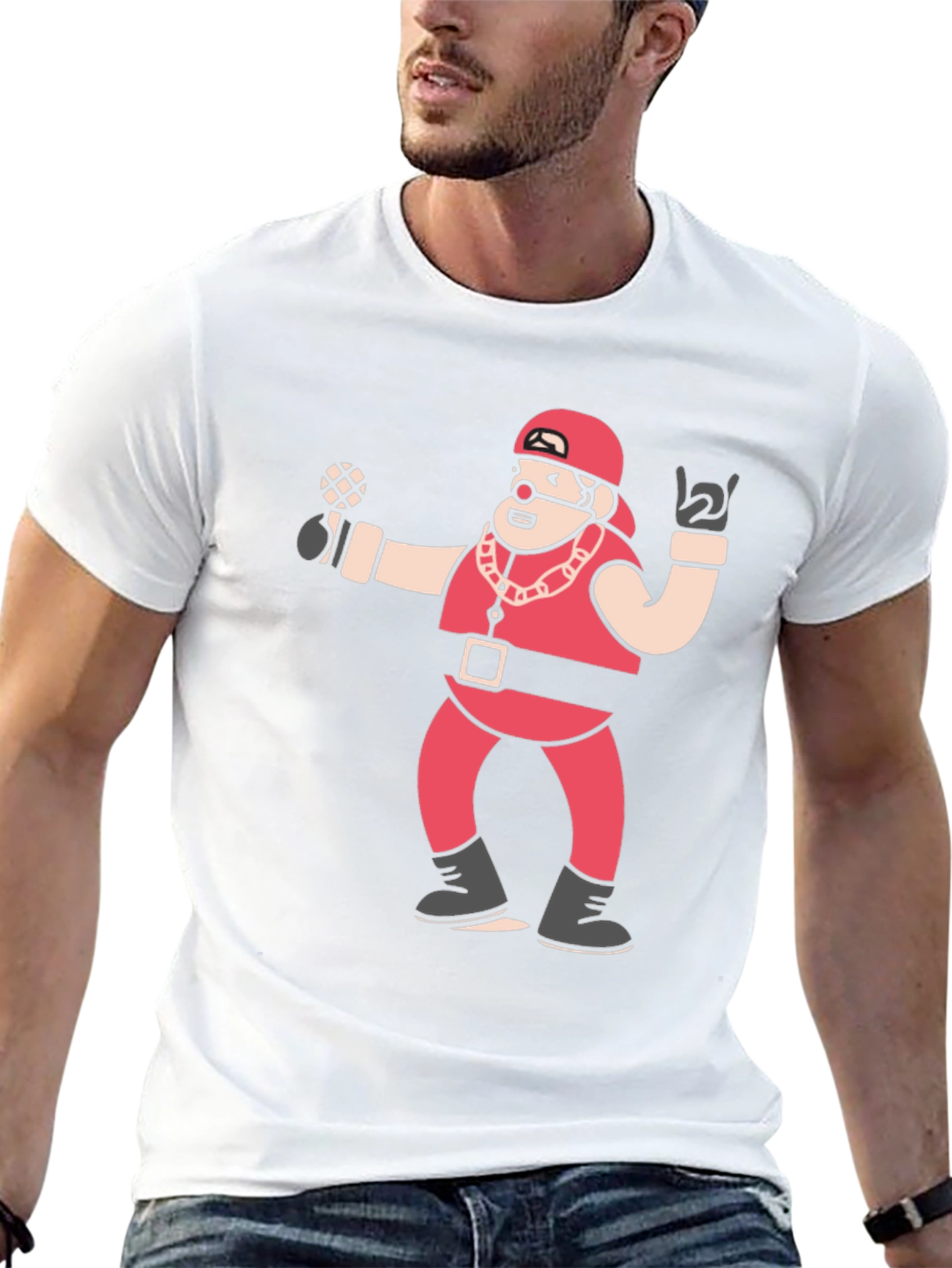 Rapper Santa Graphic Tee - Holiday Hip Hop T-Shirt