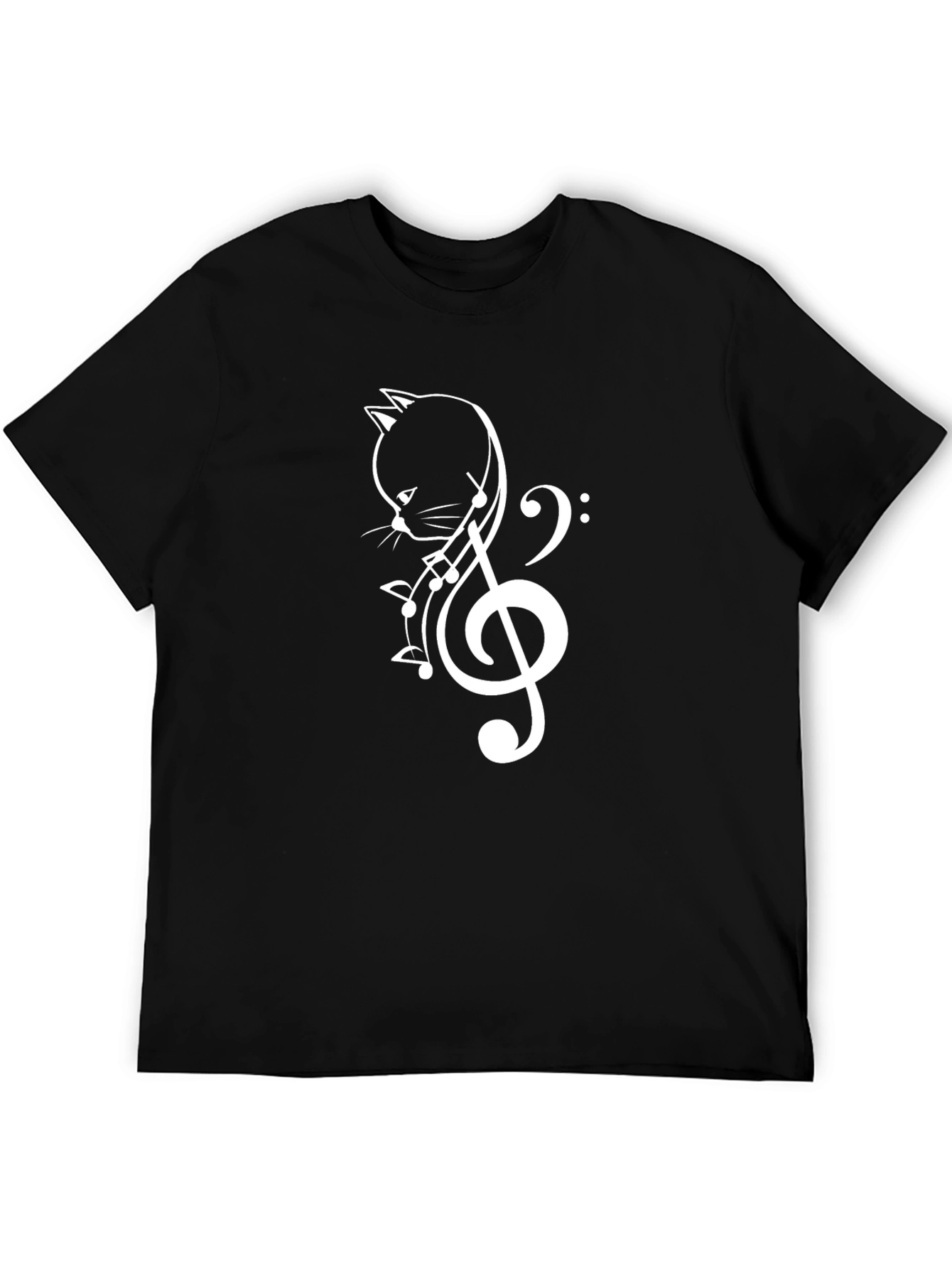 Music Cat Graphic Tee - Black