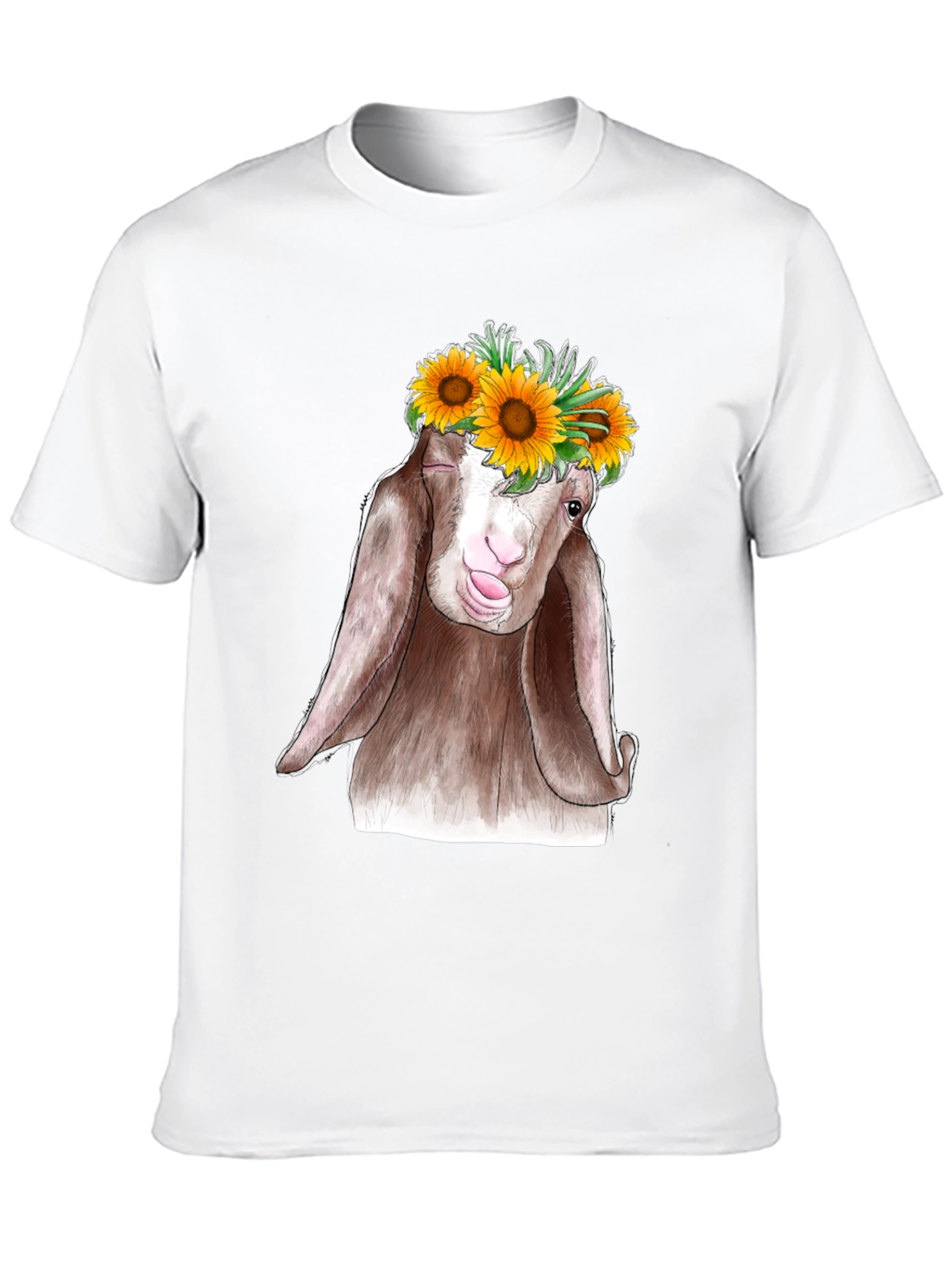 Goat Sunflower T-Shirt - Whimsical Graphic Tee