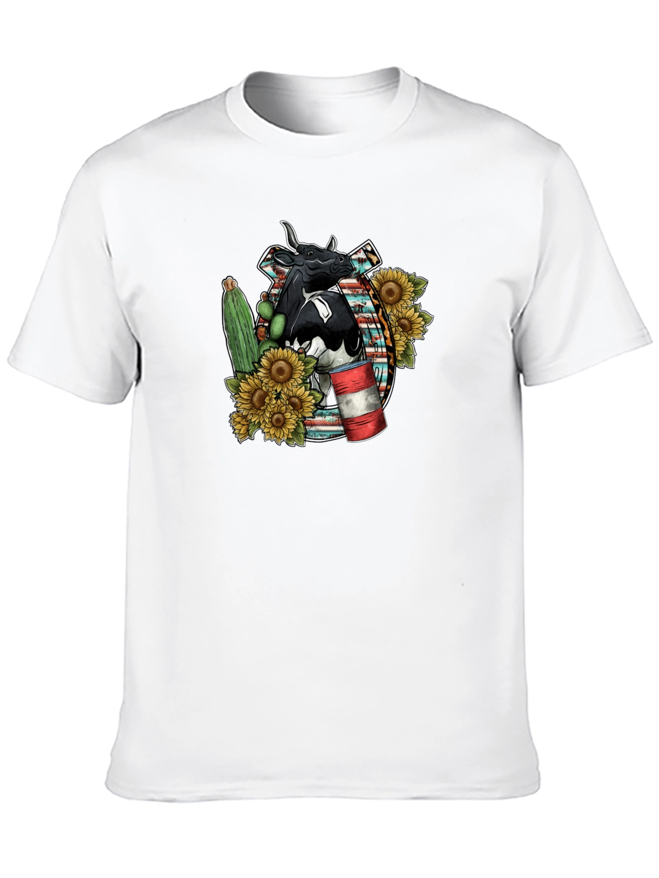Cow & Sunflower Graphic Tee - Western Style
