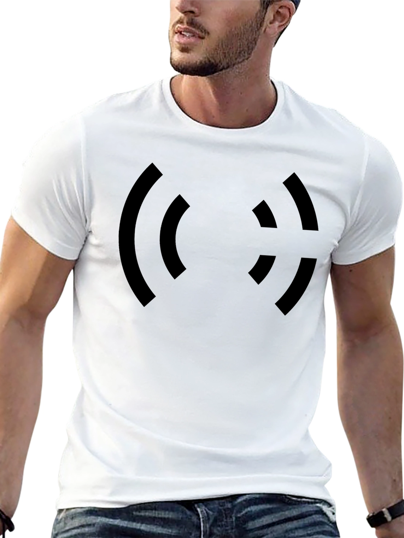 Black Graphic Tee - Curvy Bracket Design