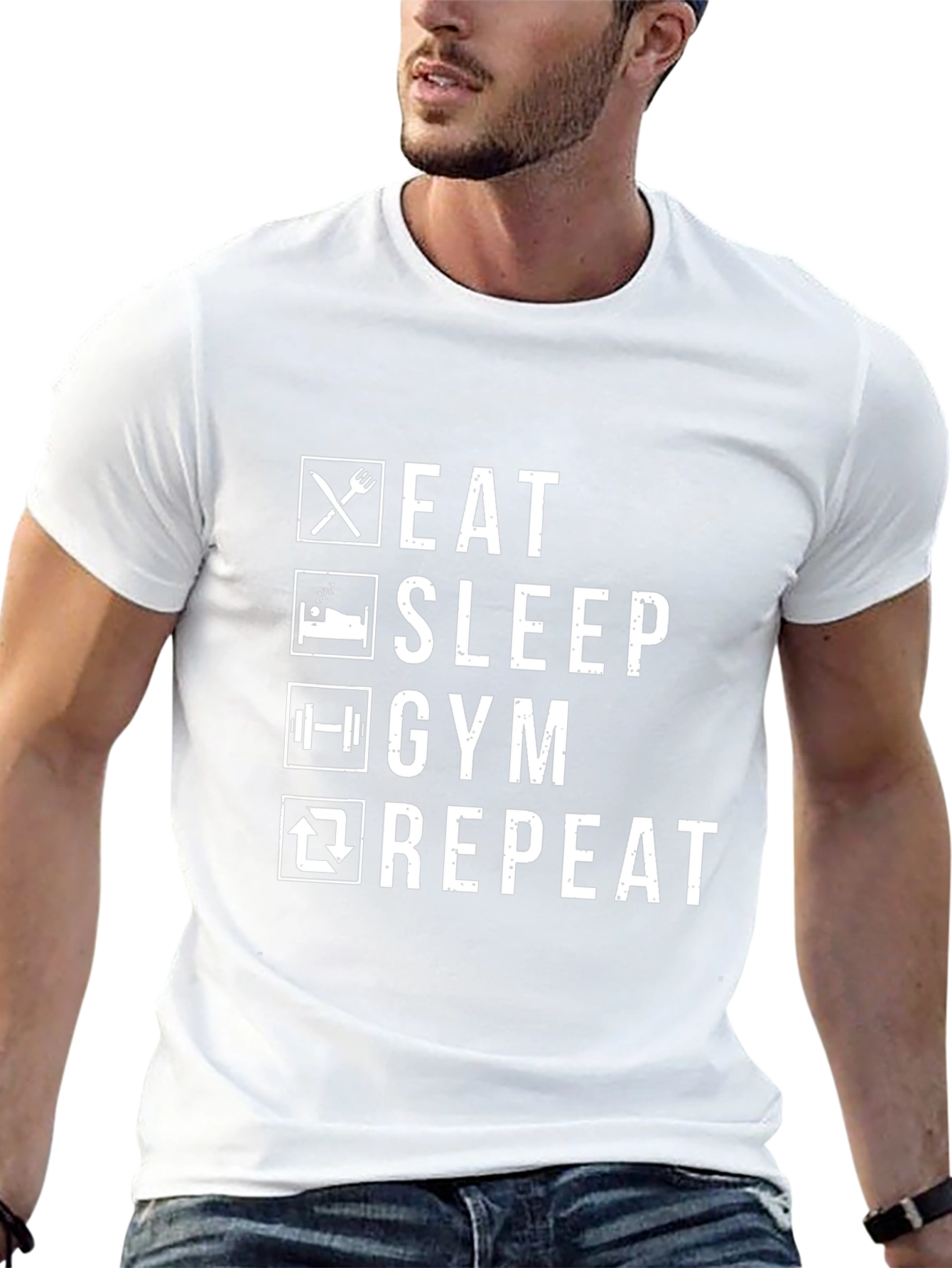 Eat Sleep Gym Repeat Graphic Tee