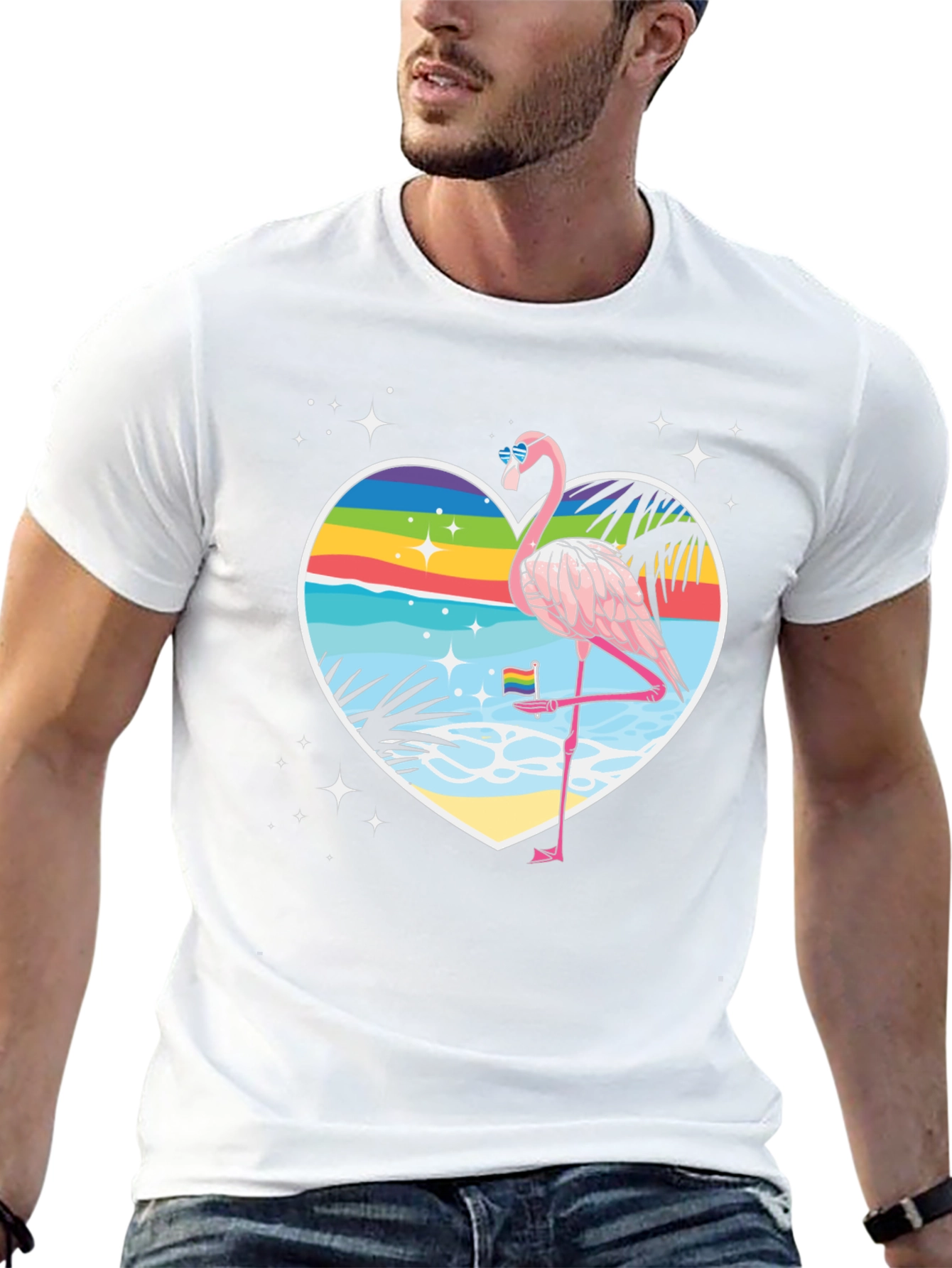 Rainbow Flamingo Graphic Tee