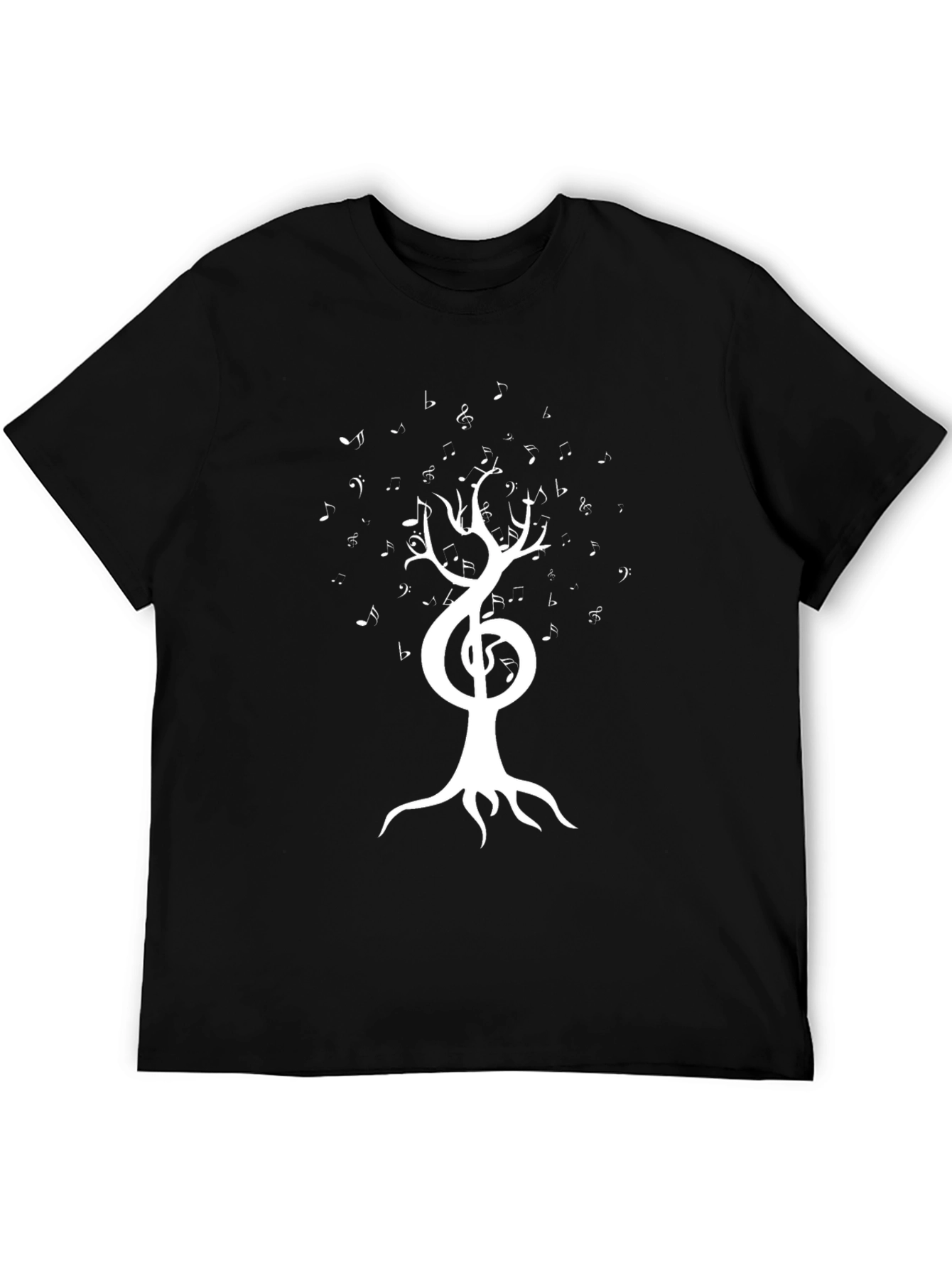 Music Tree Black T-Shirt - Treble Clef Notes