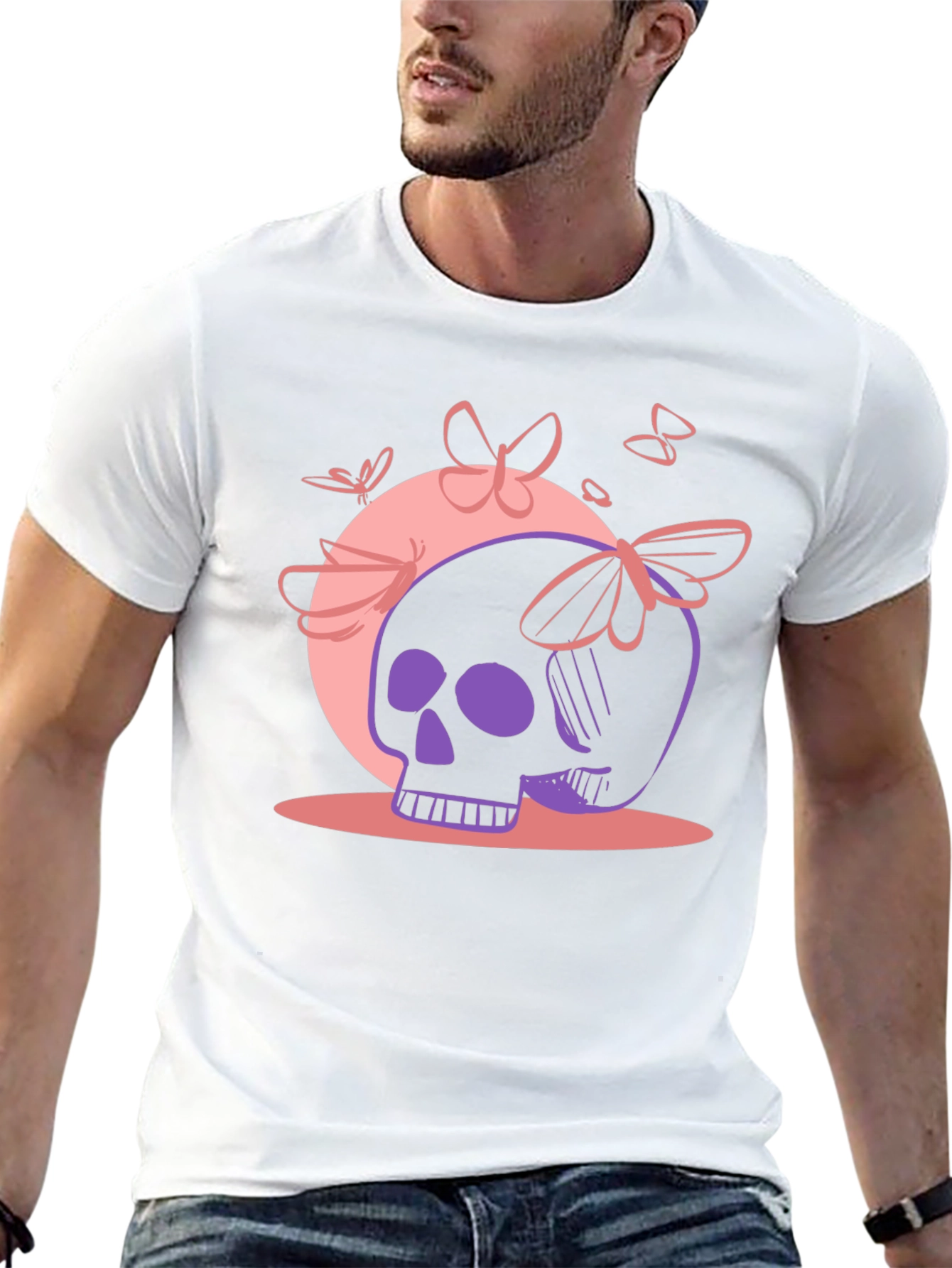 Skull & Butterfly Graphic Tee - Black