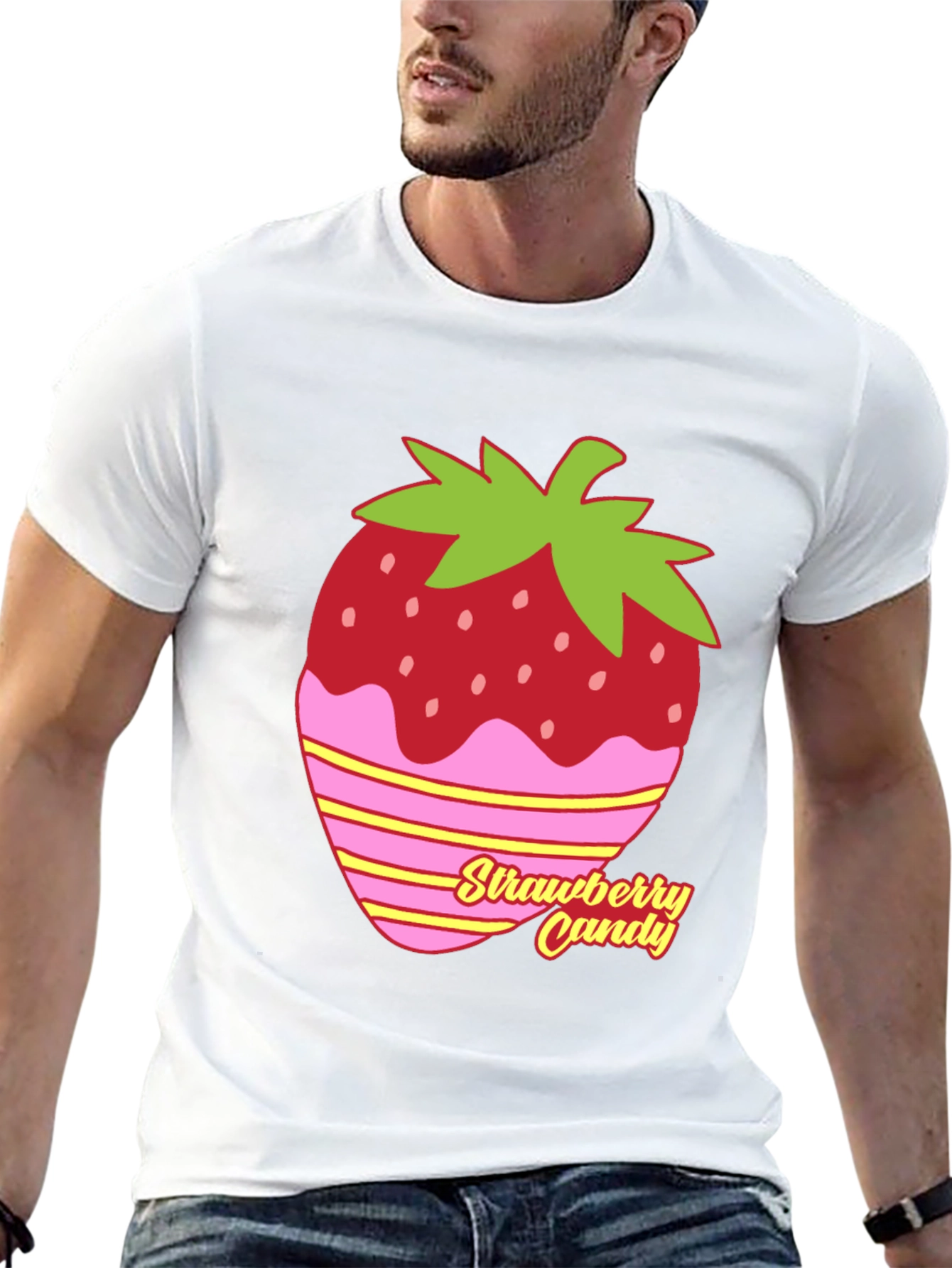 Strawberry Candy Graphic Tee - Black Cotton Blend