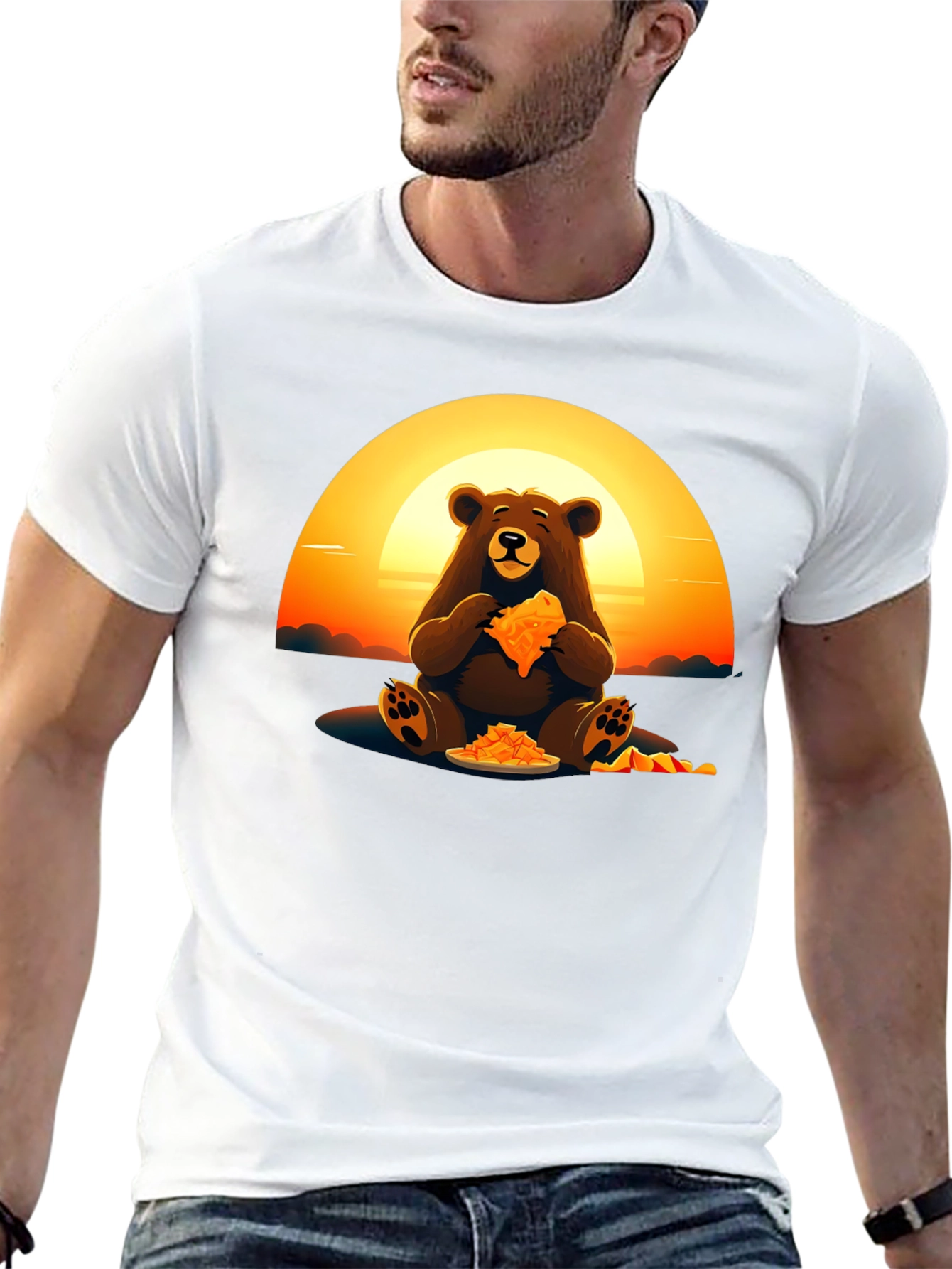 Bear Eating Pizza Graphic Tee
