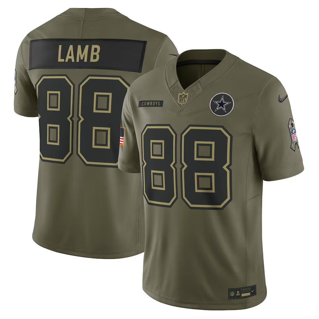 Men's Dallas Cowboys CeeDee Lamb Nike Olive 2025 Salute to Service Limited Jersey