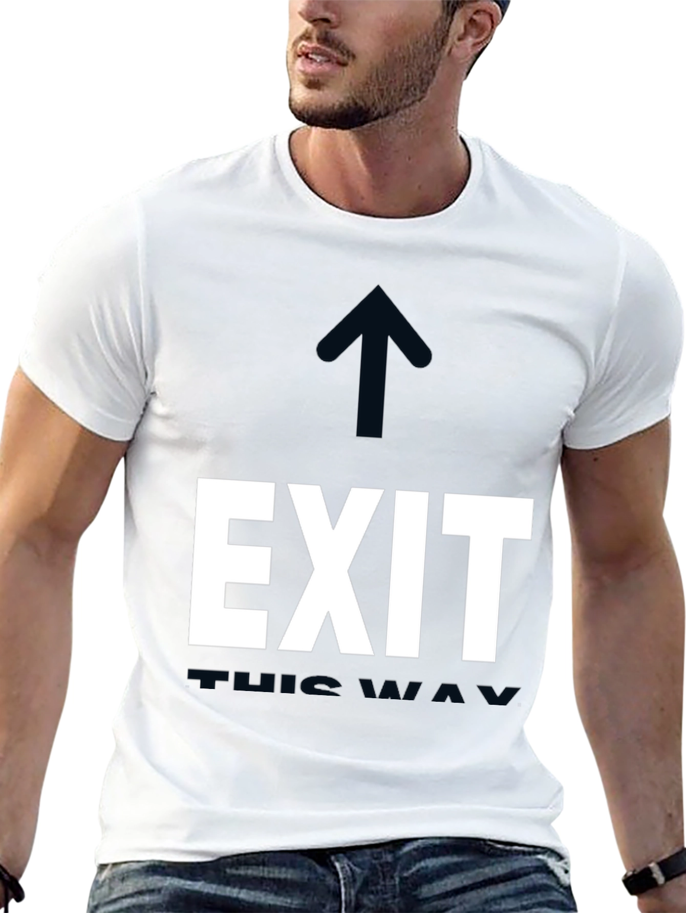 Exit This Way Graphic Tee - Black Cotton T-Shirt