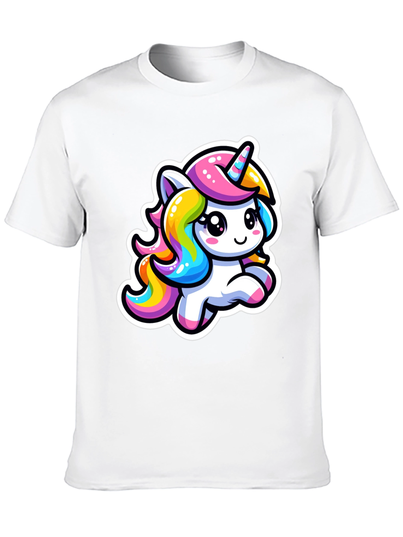 Cute Cartoon Unicorn Black T-Shirt
