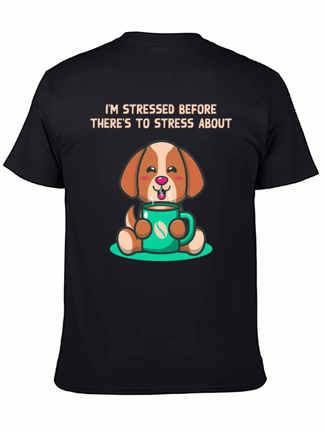 Stressed Puppy Coffee T-Shirt - Cute and Comfy