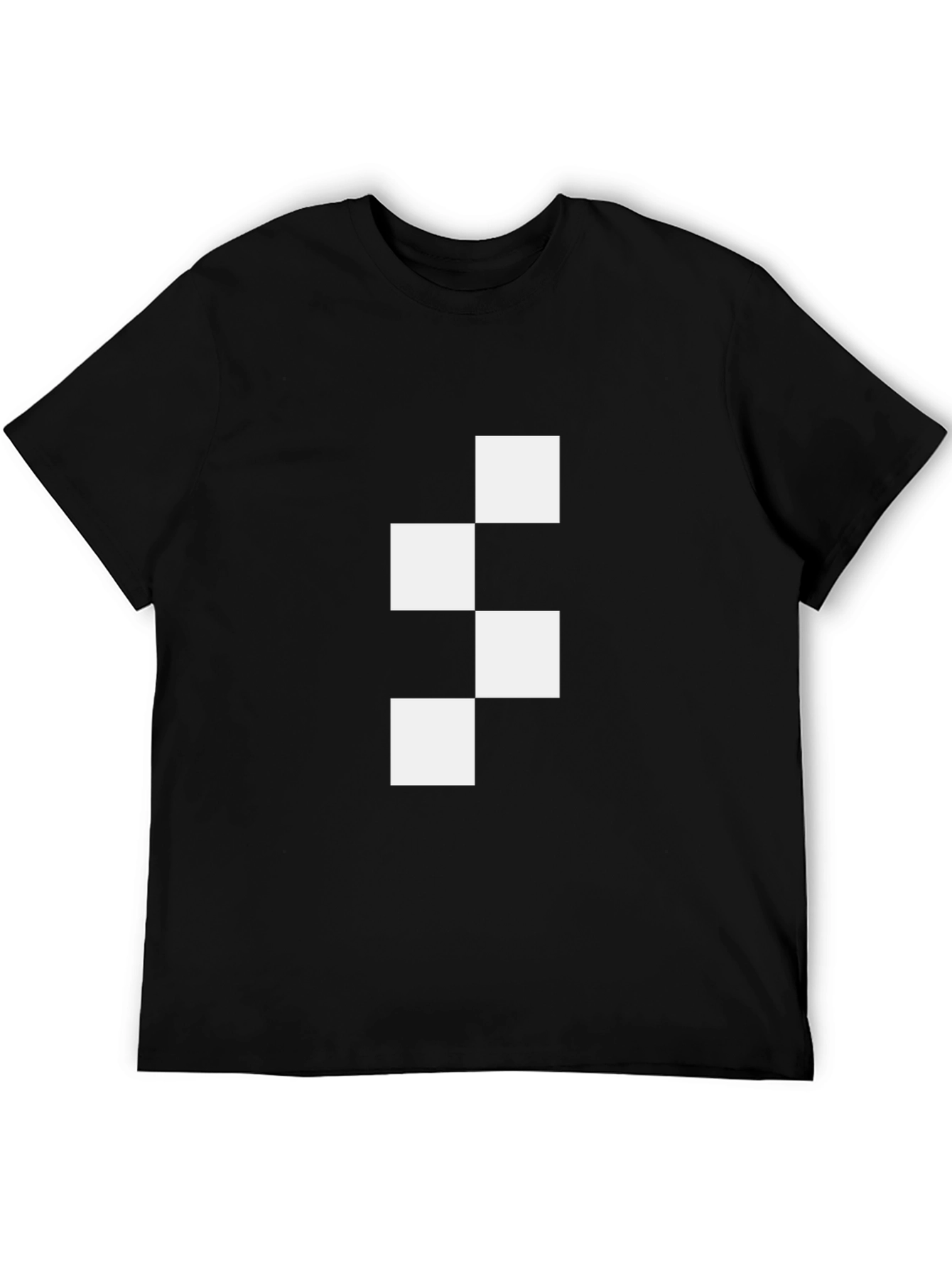 Modern Geometric Square Graphic Tee - Black