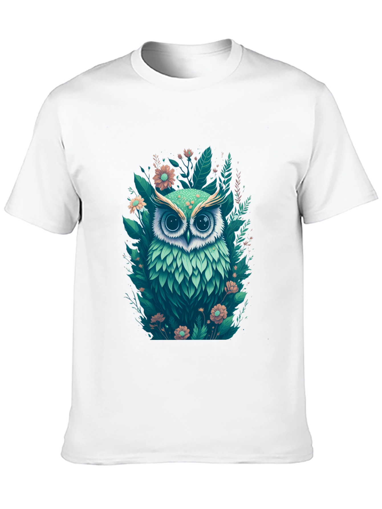 Mens Black Owl & Floral Graphic Tee