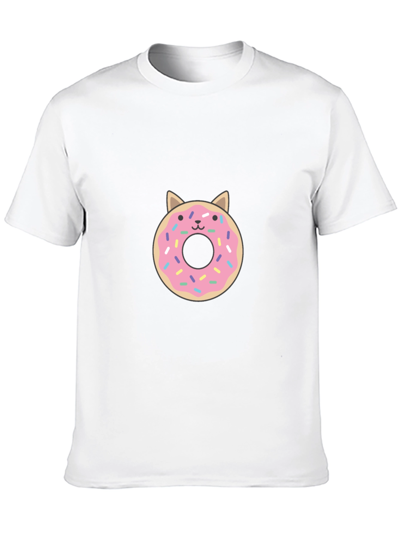 Cute Donut Cat Graphic Tee - Black T-Shirt