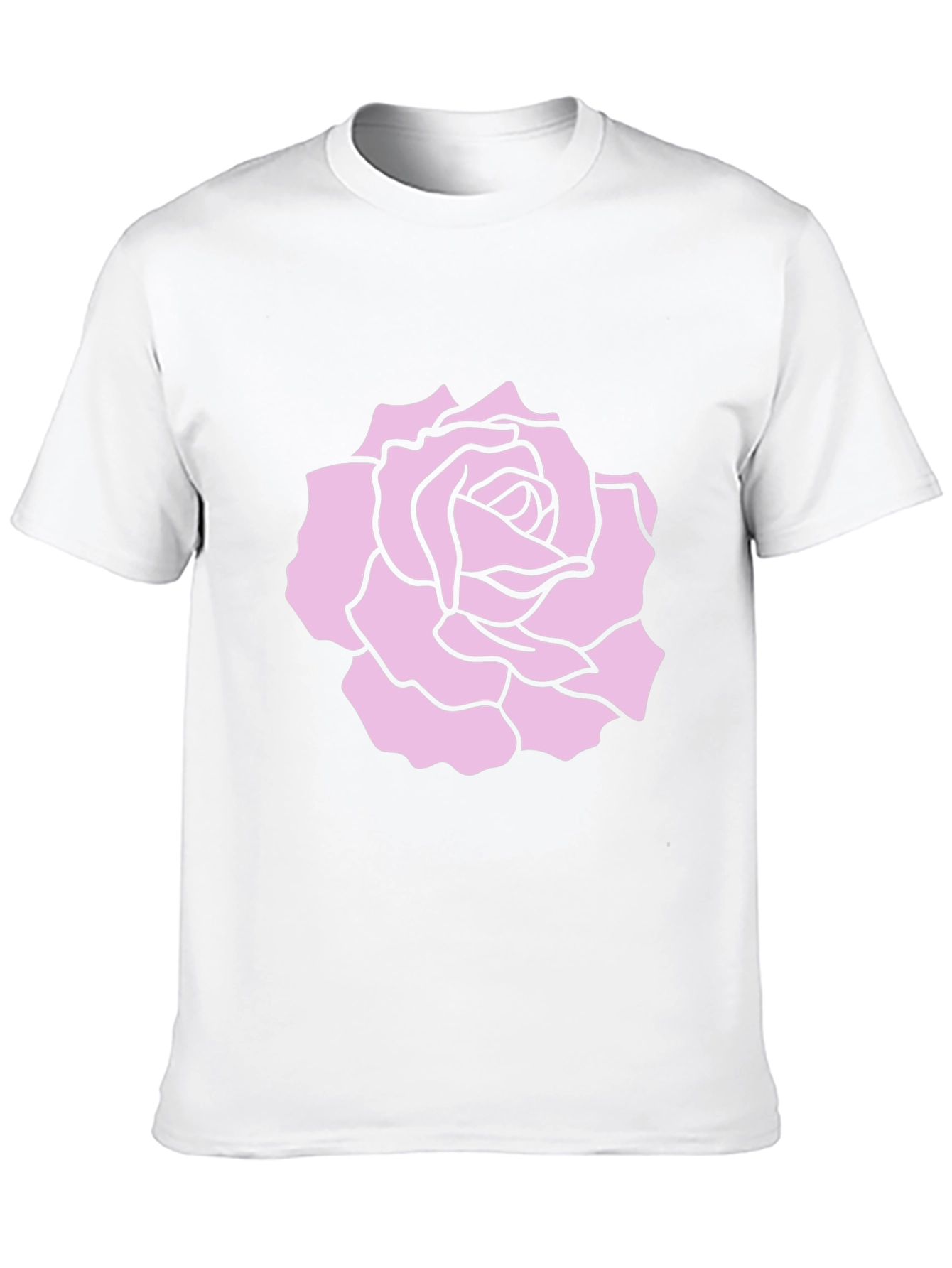 Black T-Shirt with Pink Rose Design