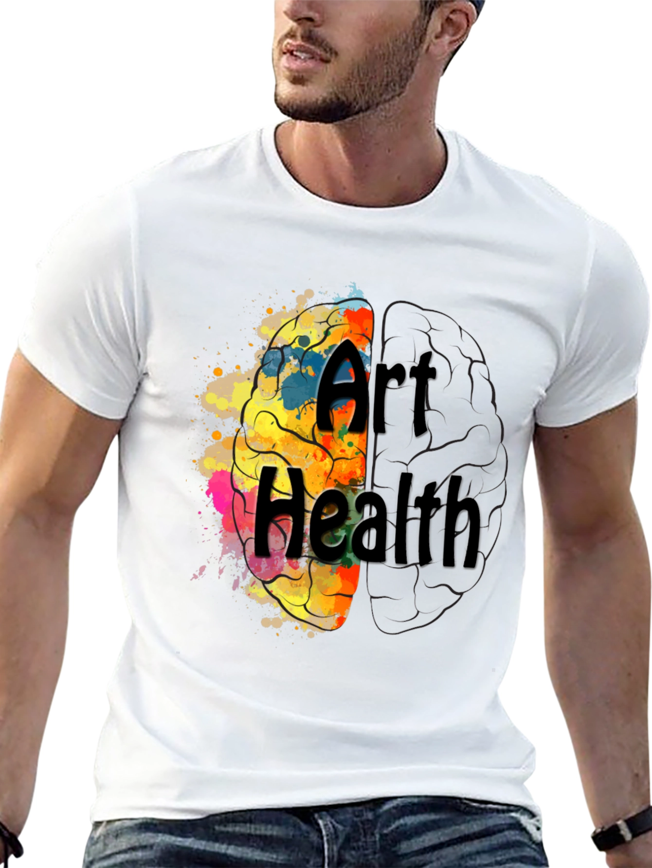 Art Health Brain Graphic T-Shirt - Black