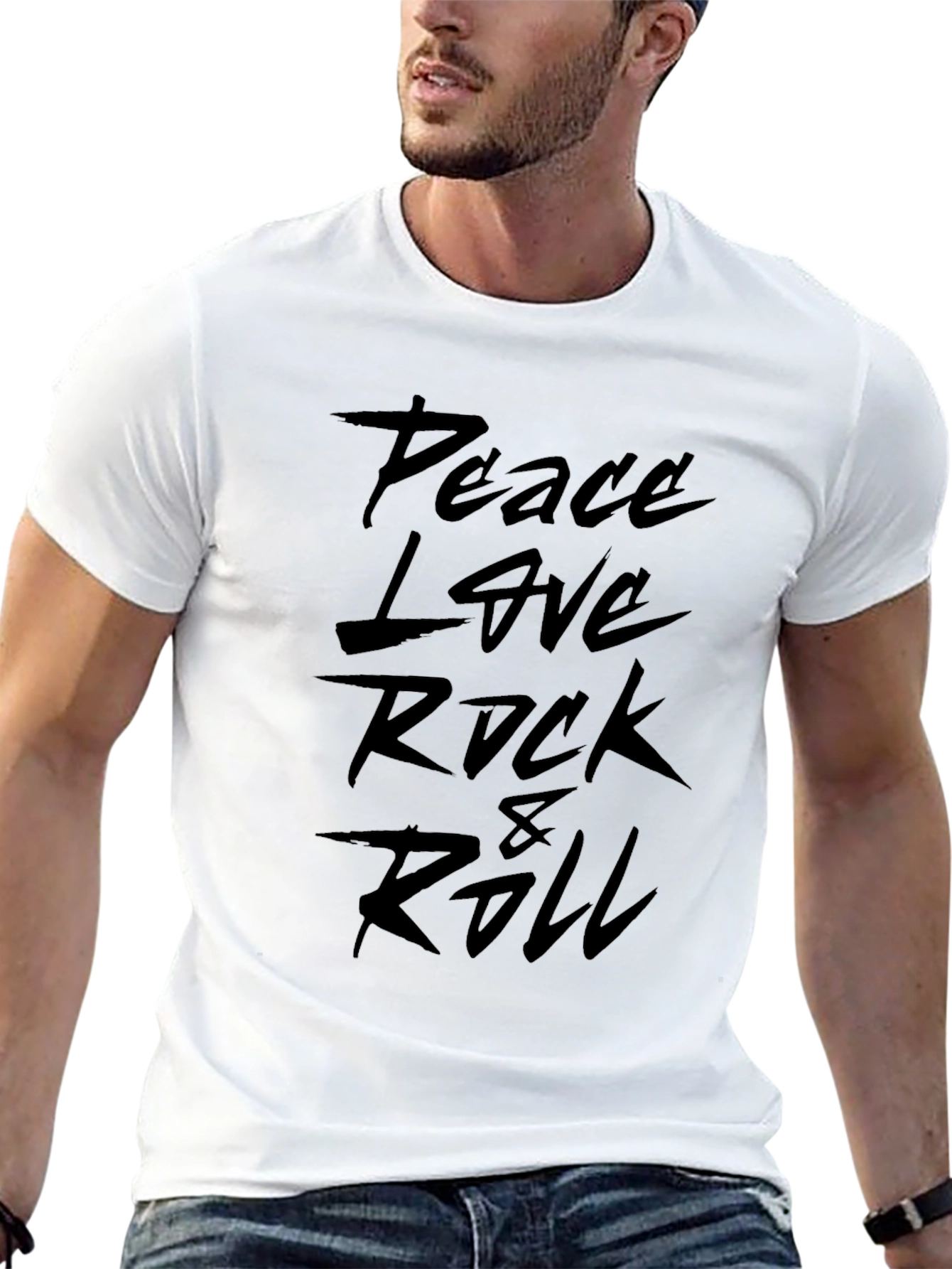 Peace Love Rock & Roll Black Graphic Tee