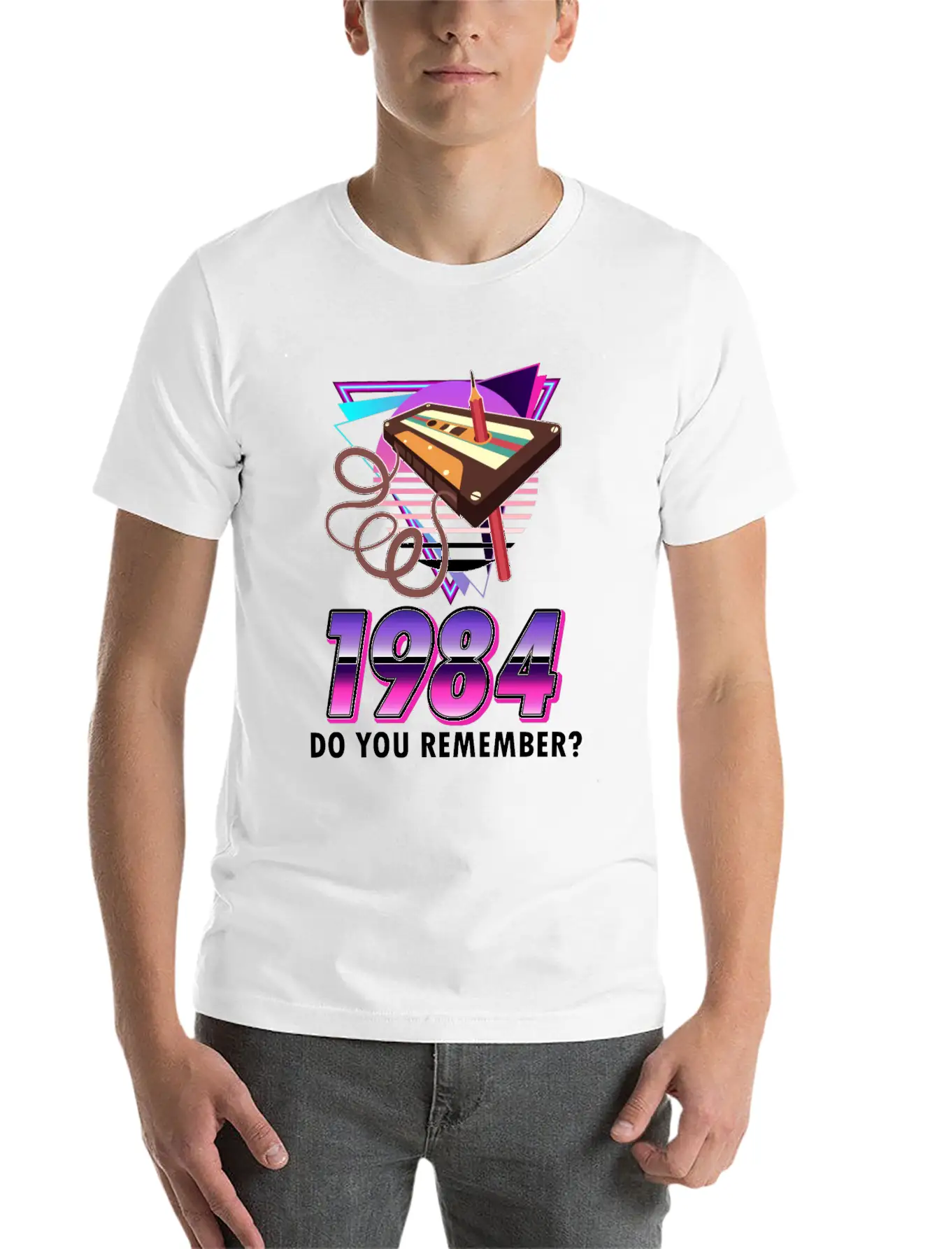 80s Retro Costume Outfit Mottoparty Gift Unisex Short Sleeve Soft Cotton T-Shirt – Casual Everyday Wear