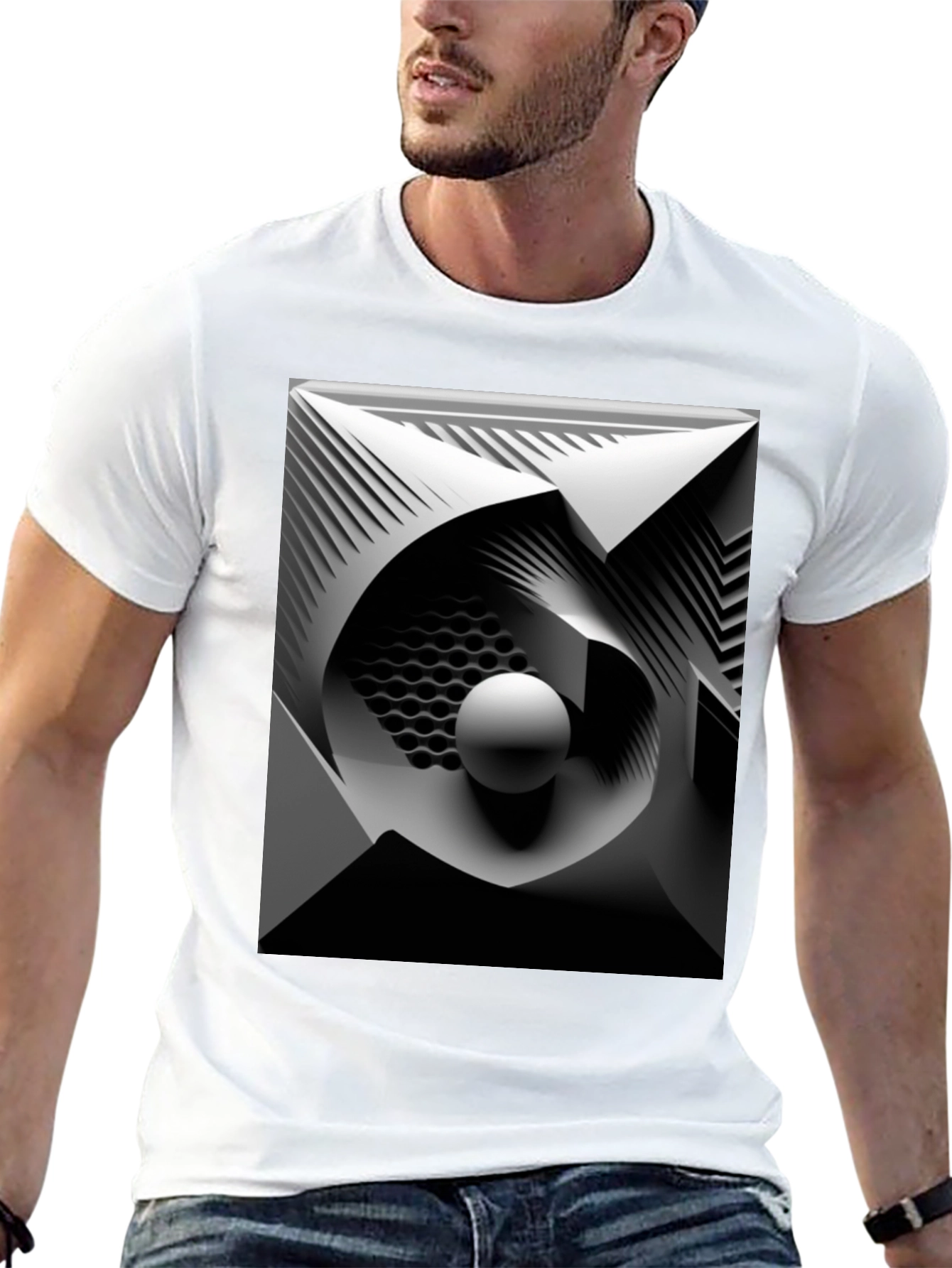 Abstract Geometric Art Black T-Shirt