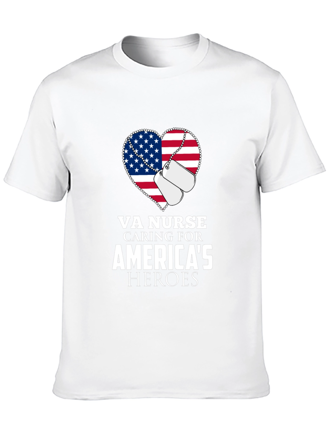 VA Nurse American Flag Heart T-Shirt