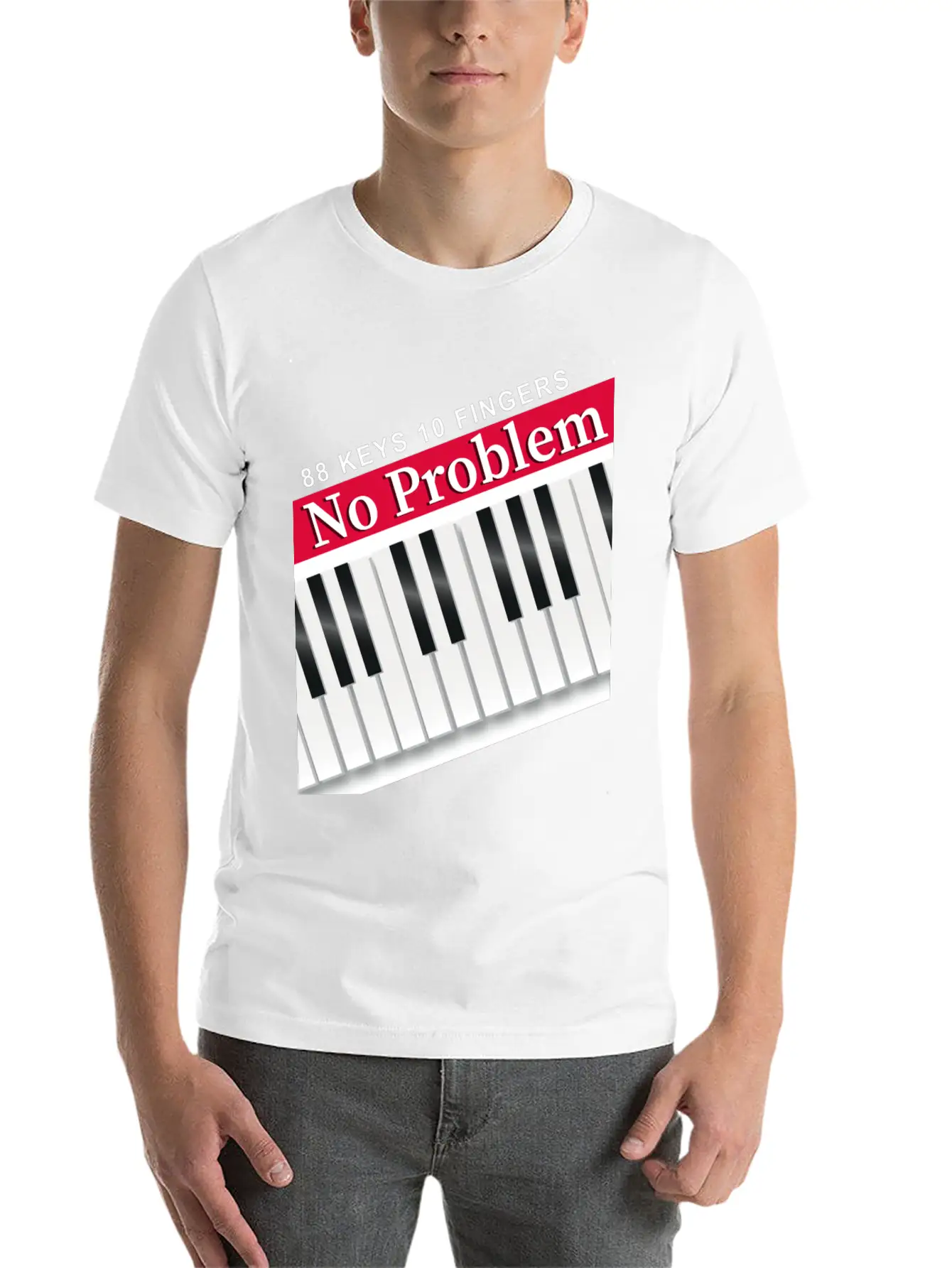 88 Keys 10 Fingers Piano Music Teacher Musician Unisex Short Sleeve Soft Cotton T-Shirt – Casual Everyday Wear