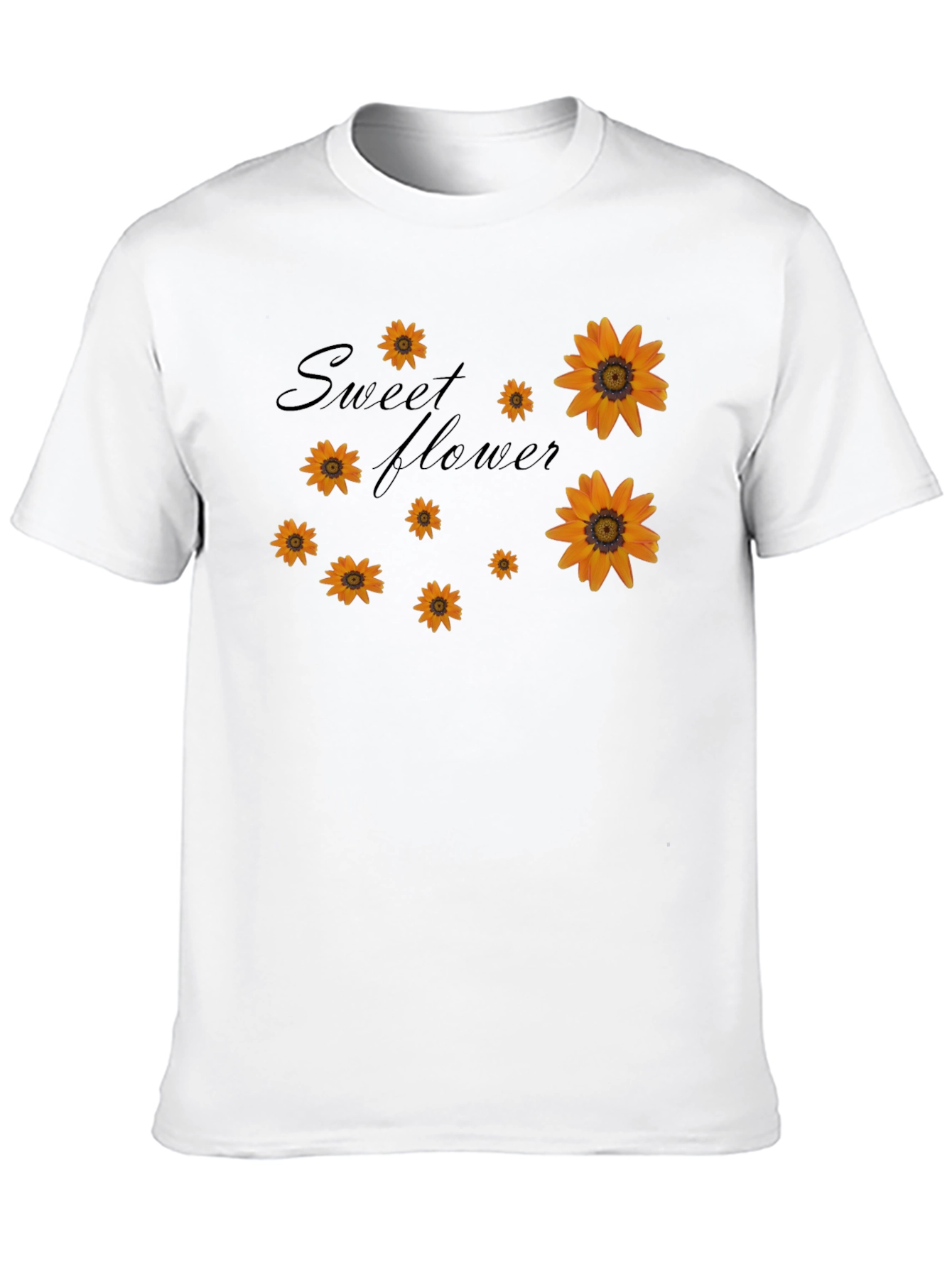 Sweet Flower Graphic Print Black T-Shirt