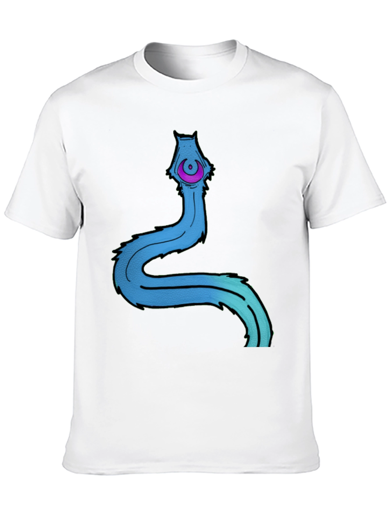 Mens Black T-Shirt with Cartoon Worm Graphic