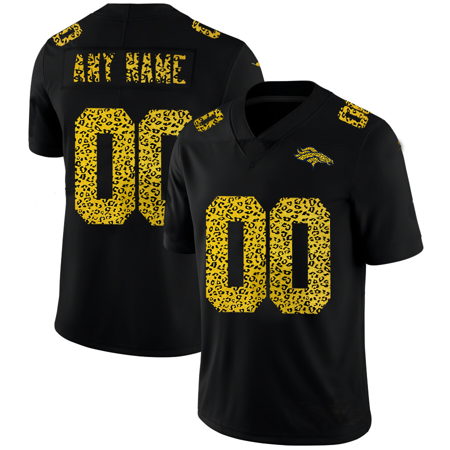 Custom1 Denver Broncos Leopard Print Fashion Vapor Limited Jerseys Black Stitched Jerseys American Football Jerseys