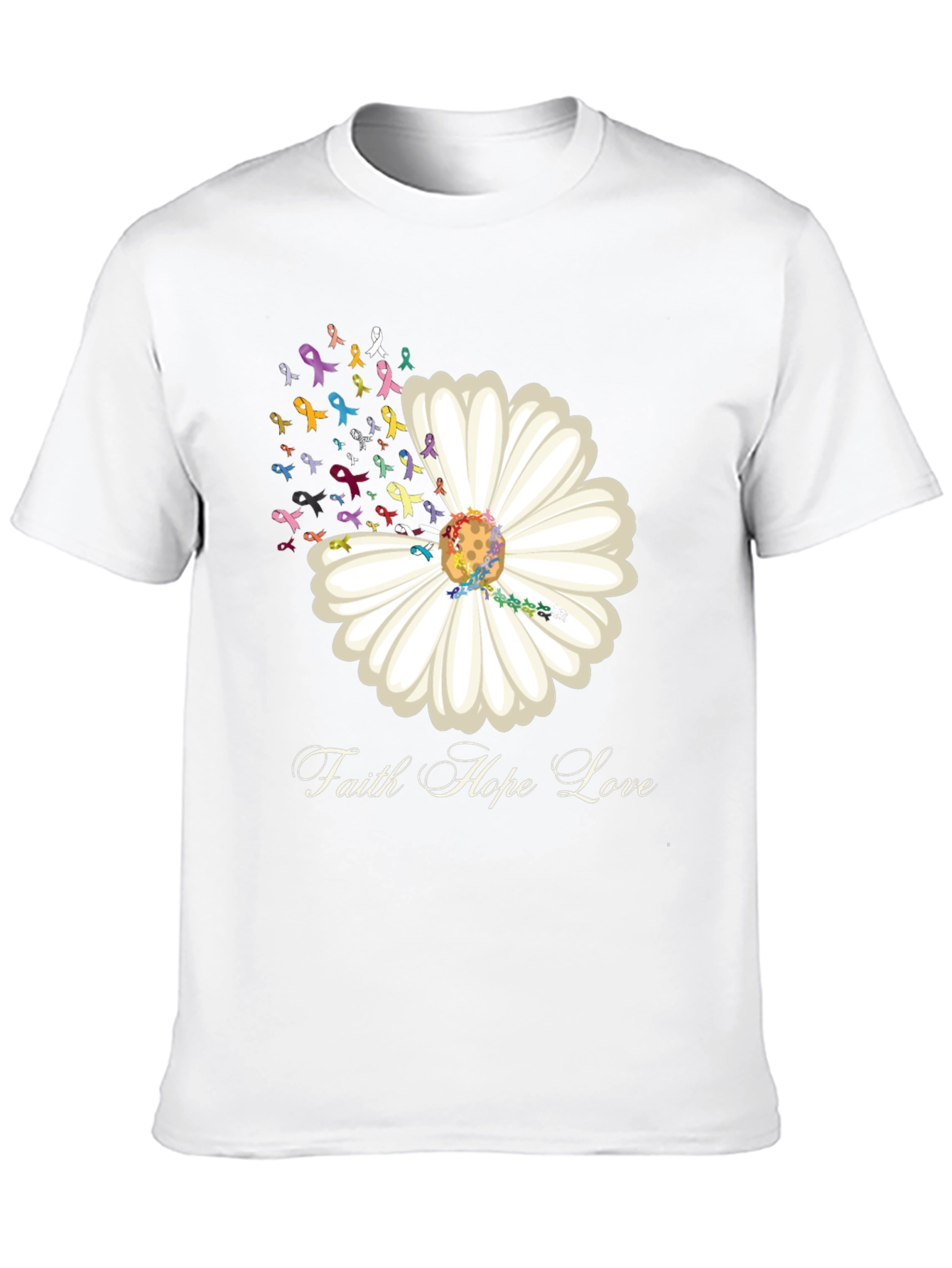 Faith Hope Love Daisy Ribbon T-Shirt