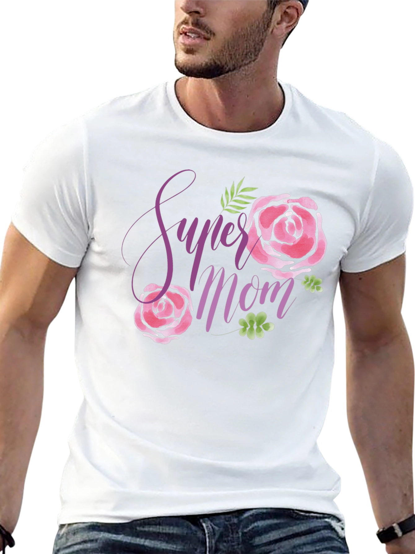 Super Mom Floral Black T-Shirt
