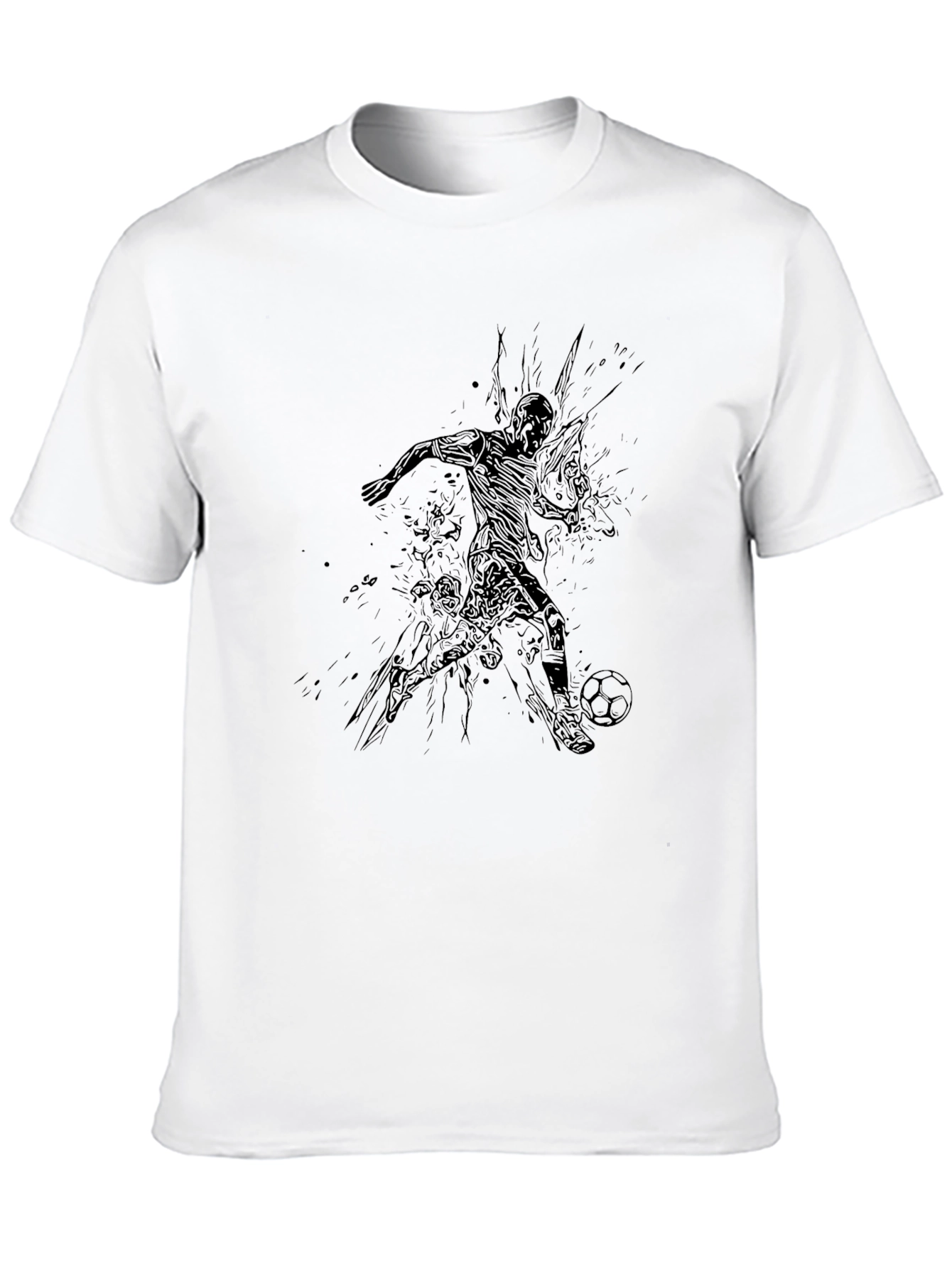 Soccer Player Graphic Tee - Black Cotton Blend