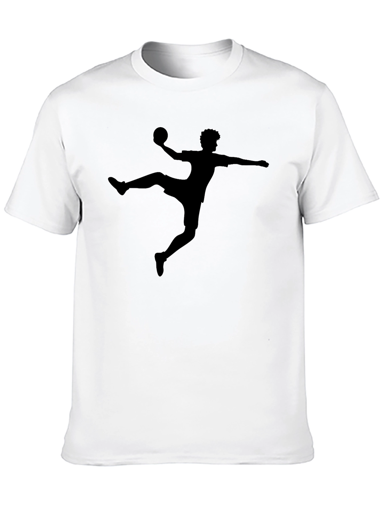 Handball Player Silhouette Graphic Tee - Black