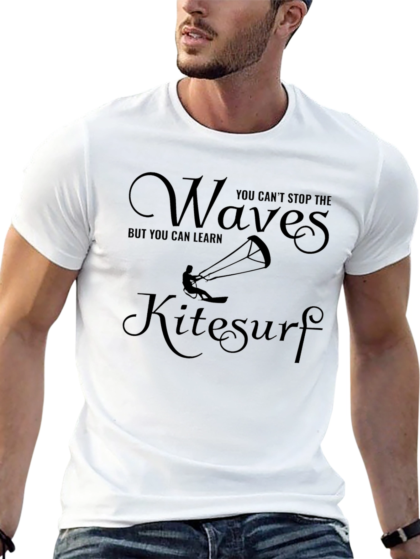 Kitesurf Waves Graphic T-Shirt - Black