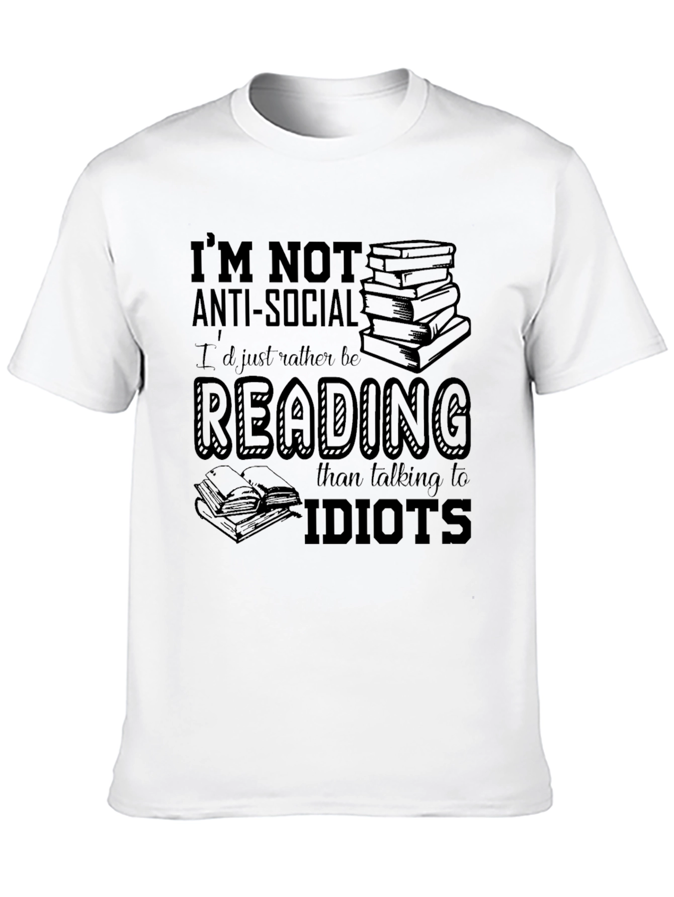 Reading Lover Black T-Shirt - Anti-Social Bookworm Tee