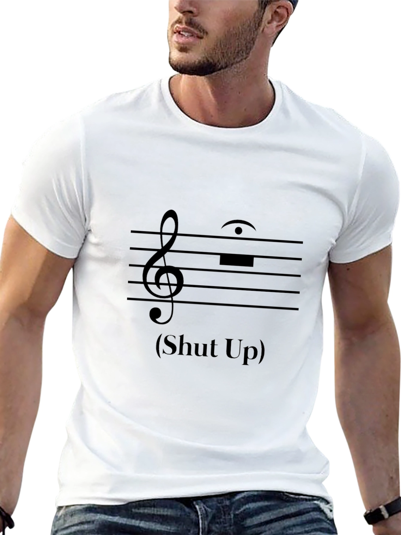 Humorous Musical Rest Black T-Shirt